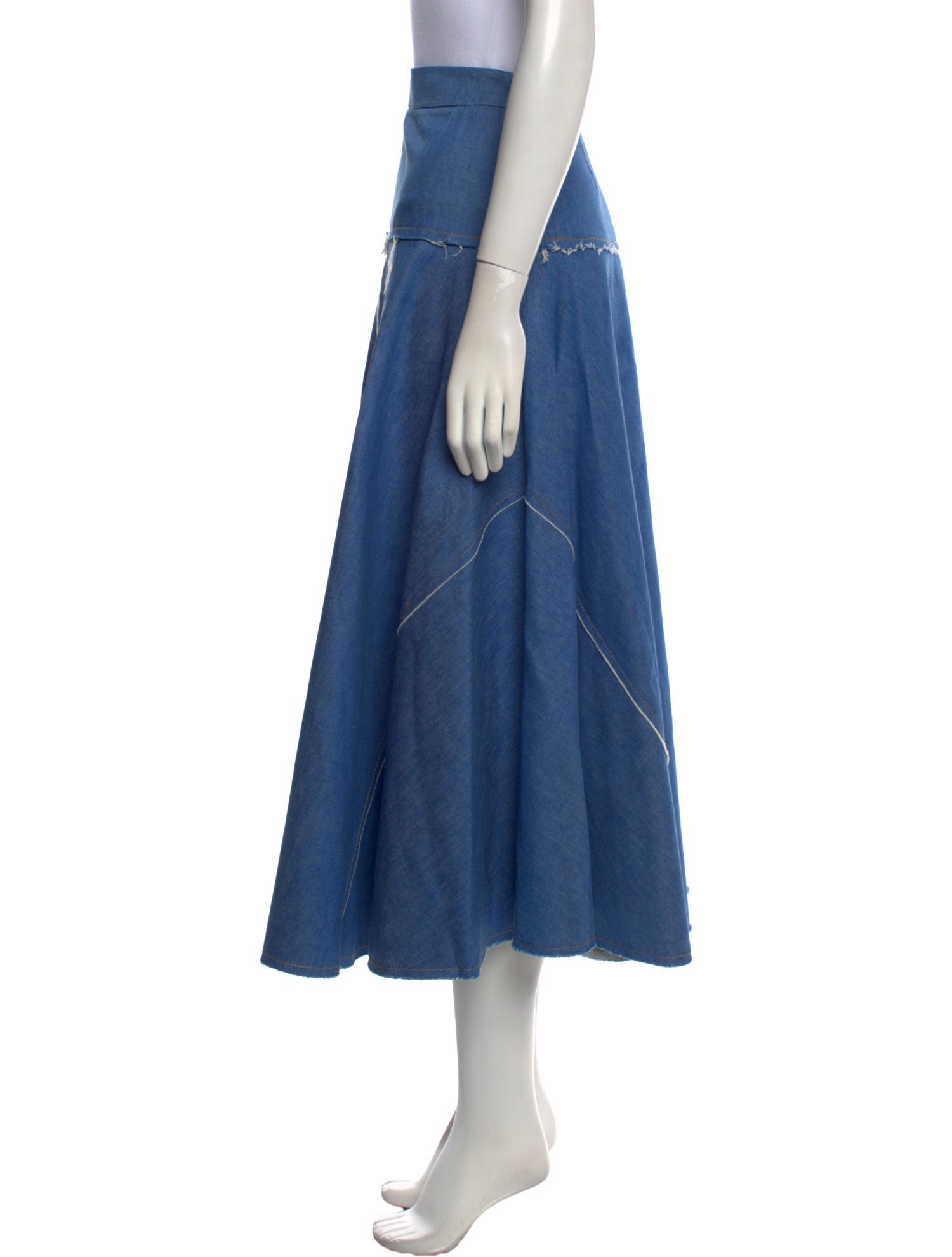 Derek Lam Raw-Edge Trim Midi Length Skirt