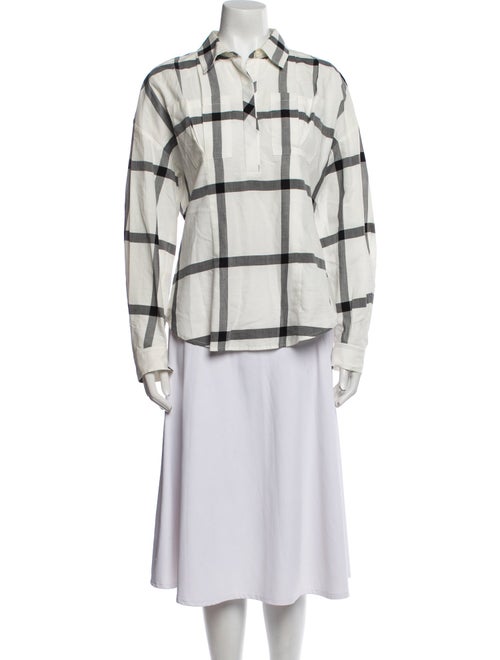 Derek Lam Plaid Print Long Sleeve Button-Up Top