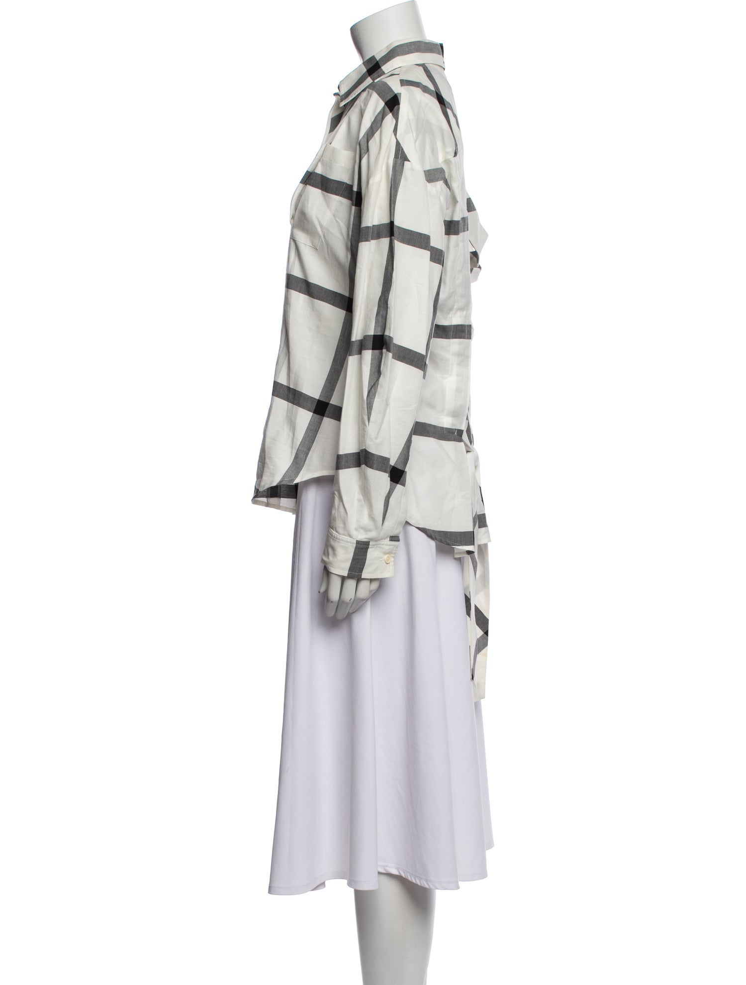 Derek Lam Plaid Print Long Sleeve Button-Up Top