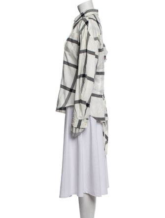 Derek Lam Plaid Print Long Sleeve Button-Up Top