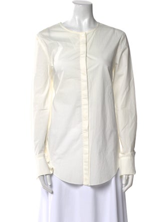 Derek Lam Crew Neck Long Sleeve Button-Up Top