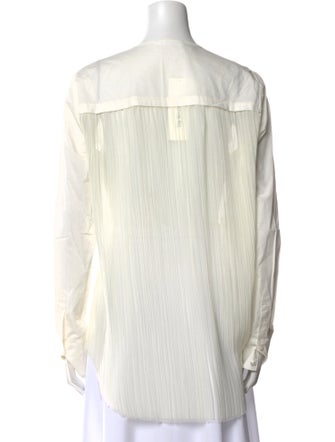 Derek Lam Crew Neck Long Sleeve Button-Up Top