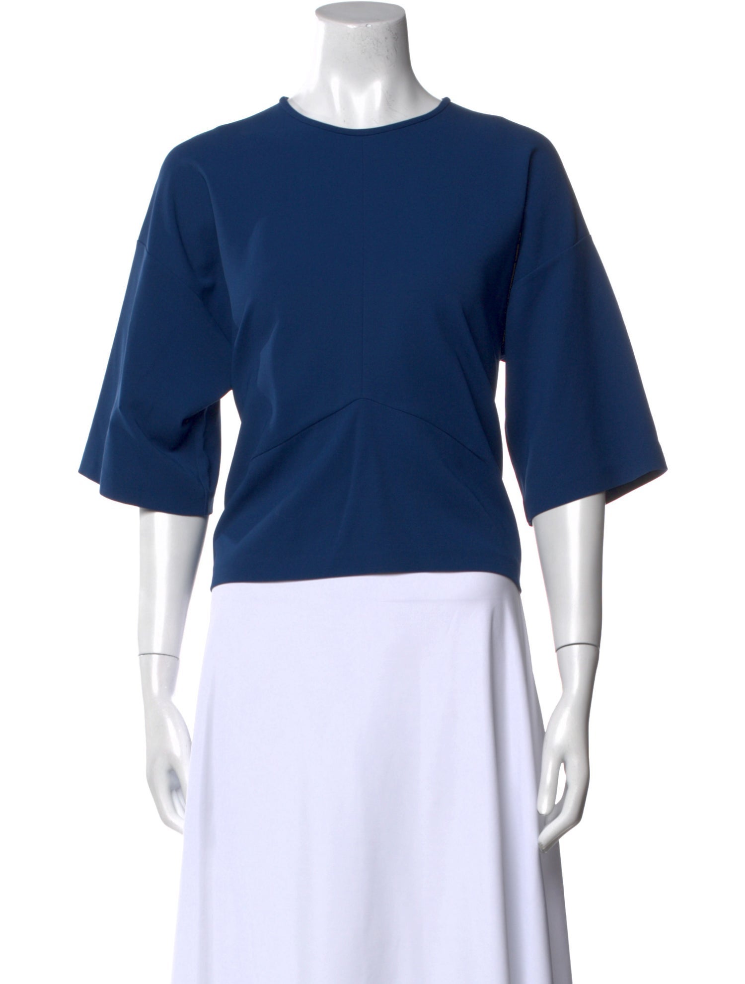 Derek Lam Crew Neck Three-Quarter Sleeve Crop Top