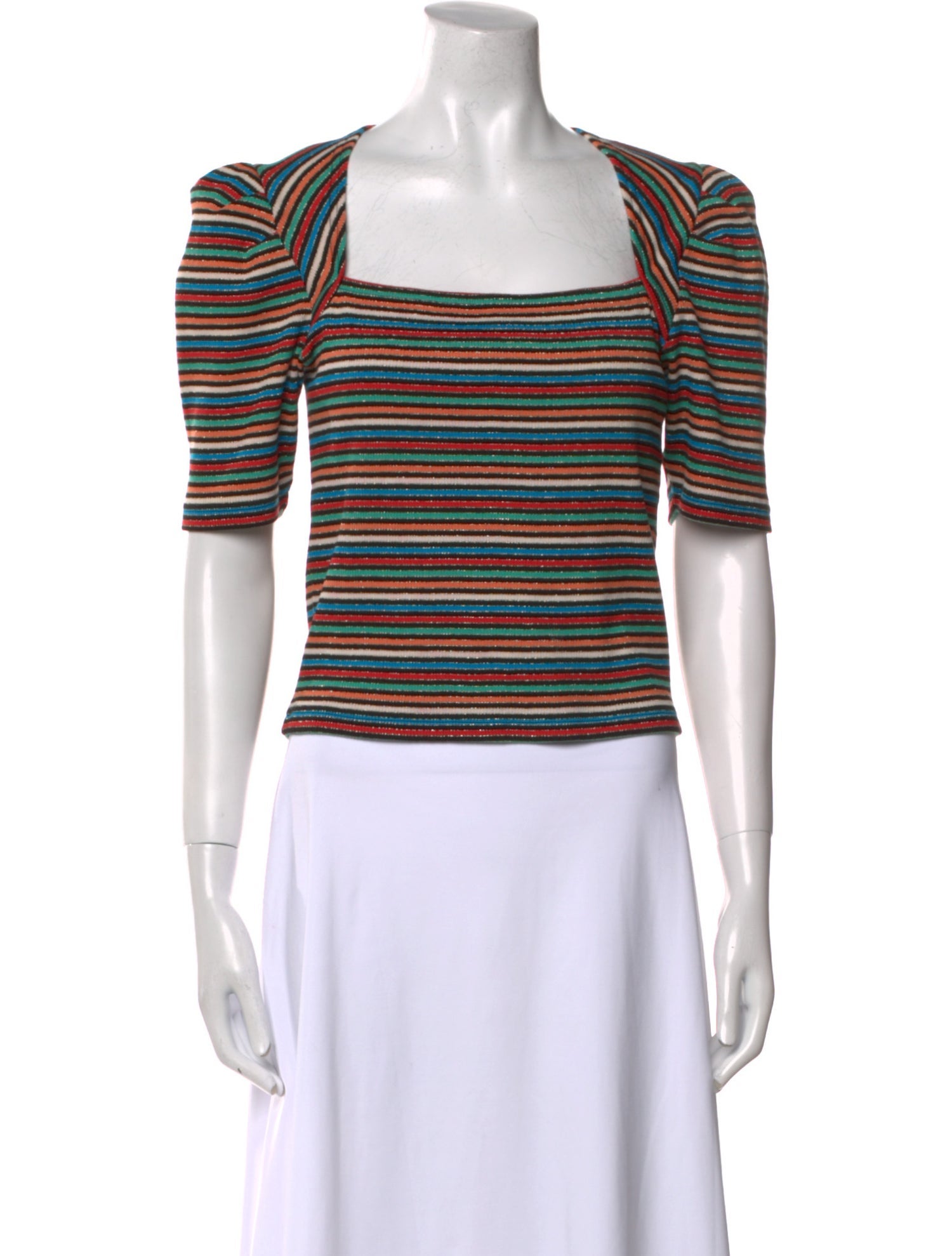Derek Lam Striped Square Neckline Crop Top