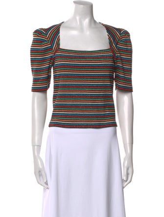 Derek Lam Striped Square Neckline Crop Top