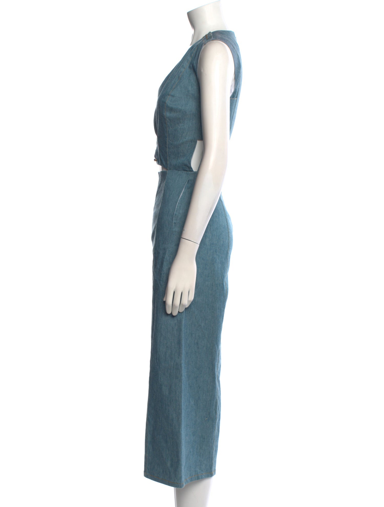 Derek Lam Linen Plunge Neckline Jumpsuit