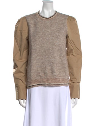 Derek Lam Colorblock Pattern Crew Neck Sweater