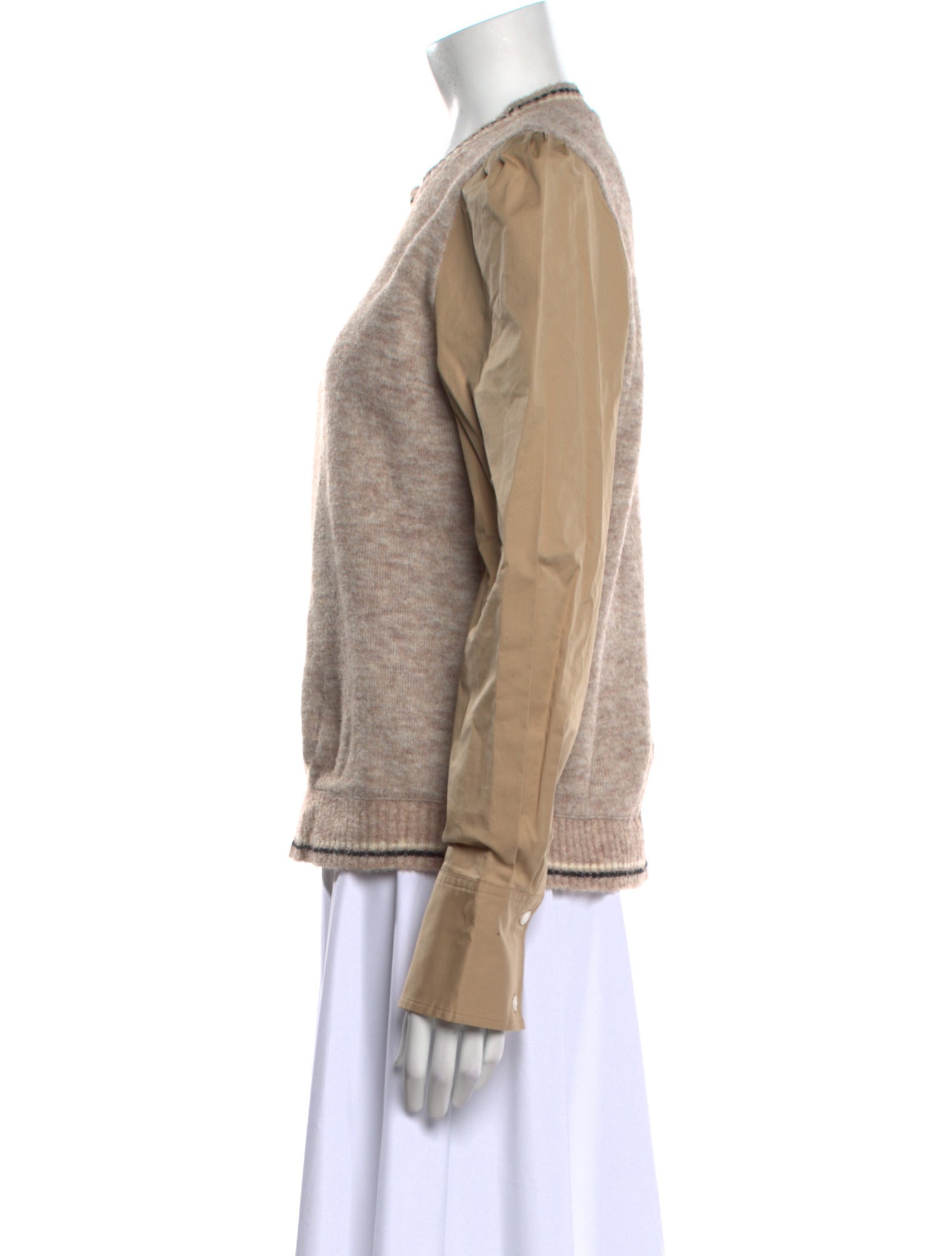 Derek Lam Colorblock Pattern Crew Neck Sweater