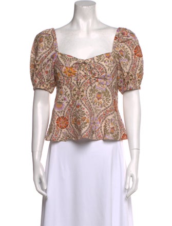 Derek Lam Linen Paisley Print Crop Top