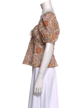 Derek Lam Linen Paisley Print Crop Top
