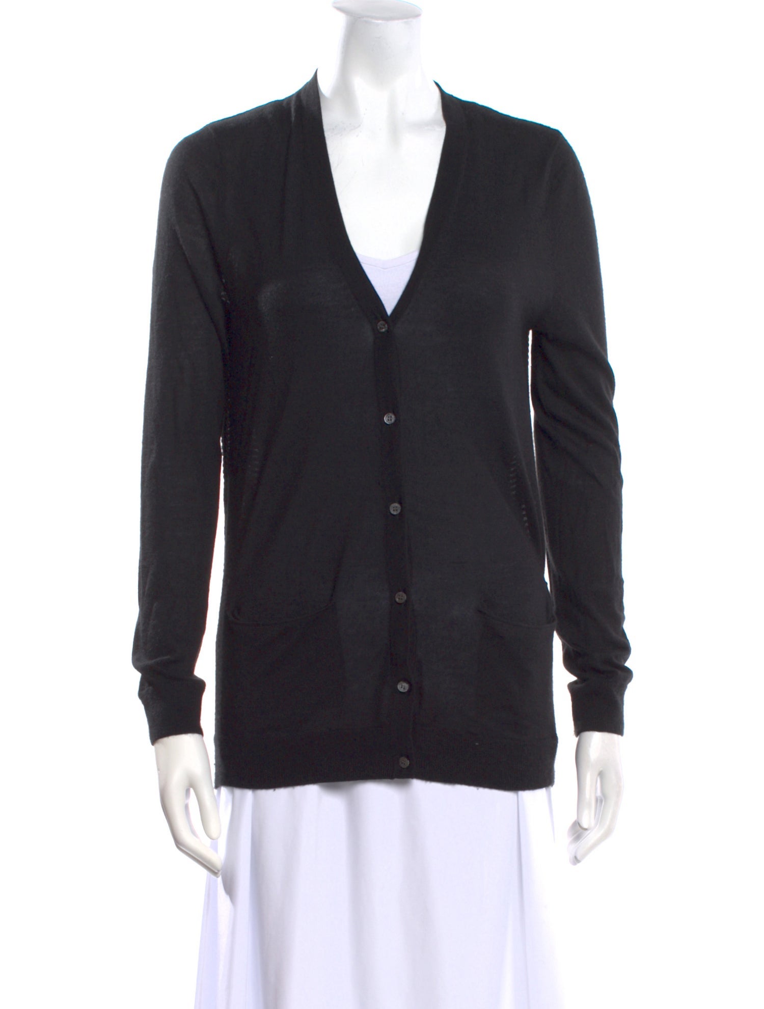 Derek Lam Cashmere V-Neck Button-Up Top