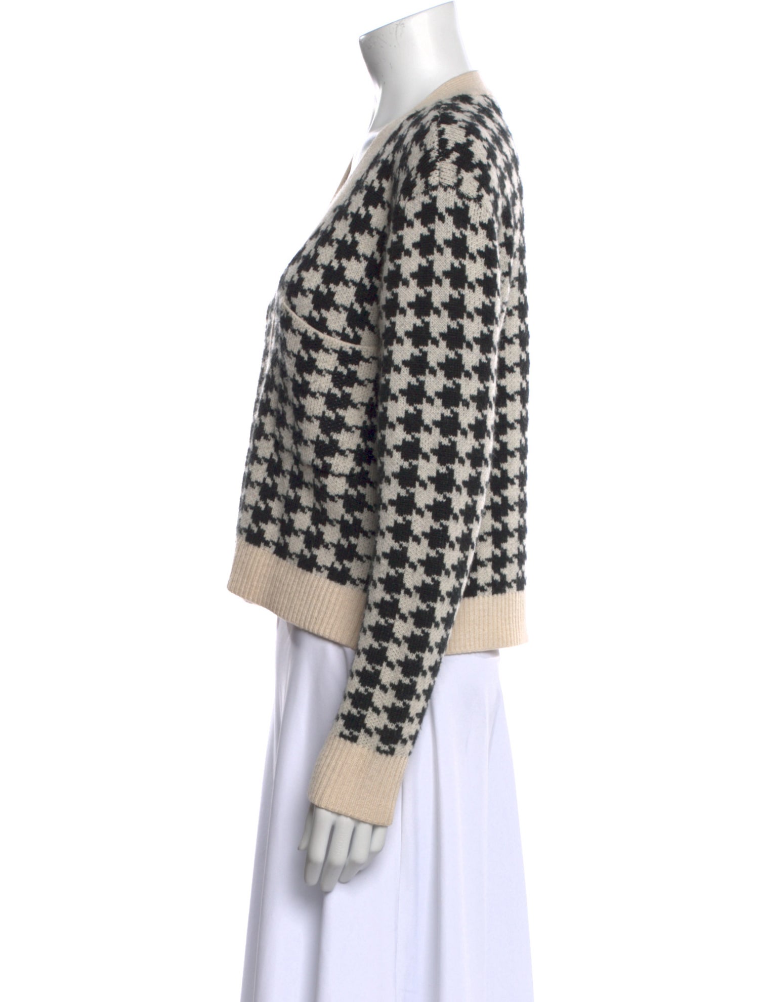 Derek Lam Houndstooth Print V-Neck Sweater