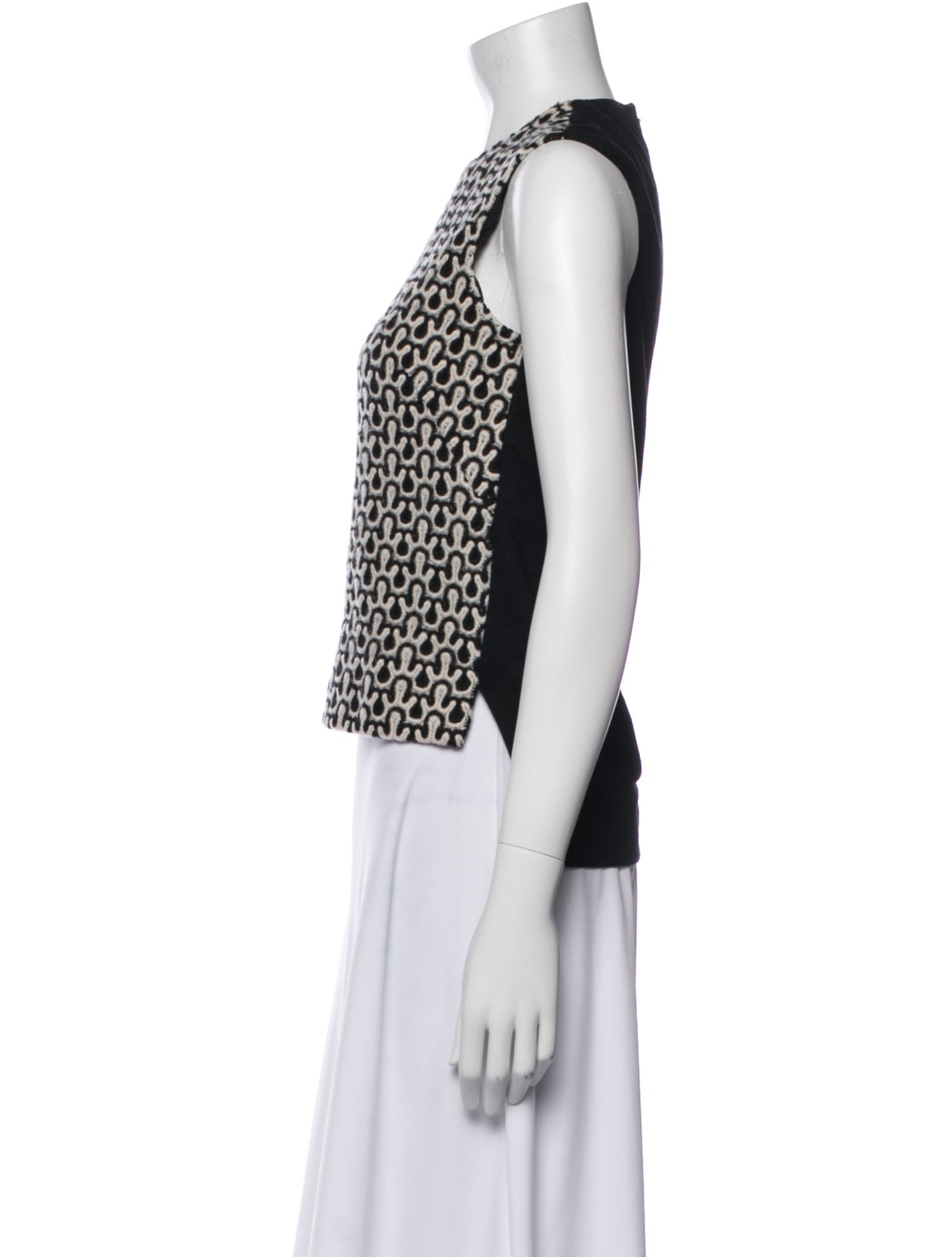 Derek Lam Printed Crew Neck Crop Top