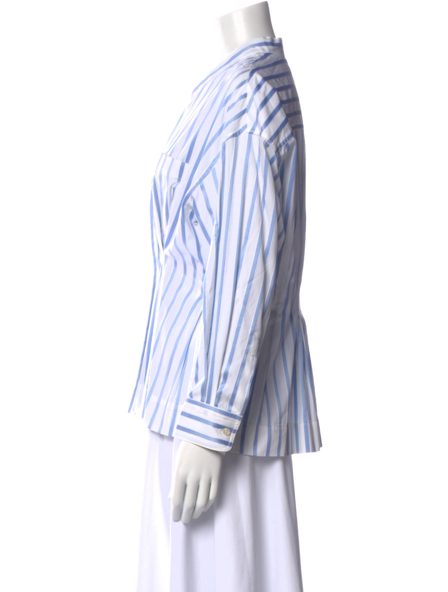Derek Lam Striped V-Neck Button-Up Top