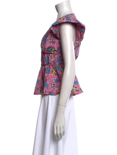 Derek Lam Floral Print V-Neck Crop Top