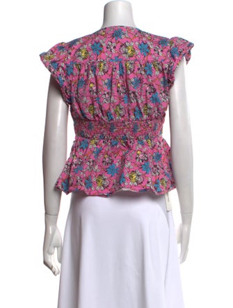Derek Lam Floral Print V-Neck Crop Top