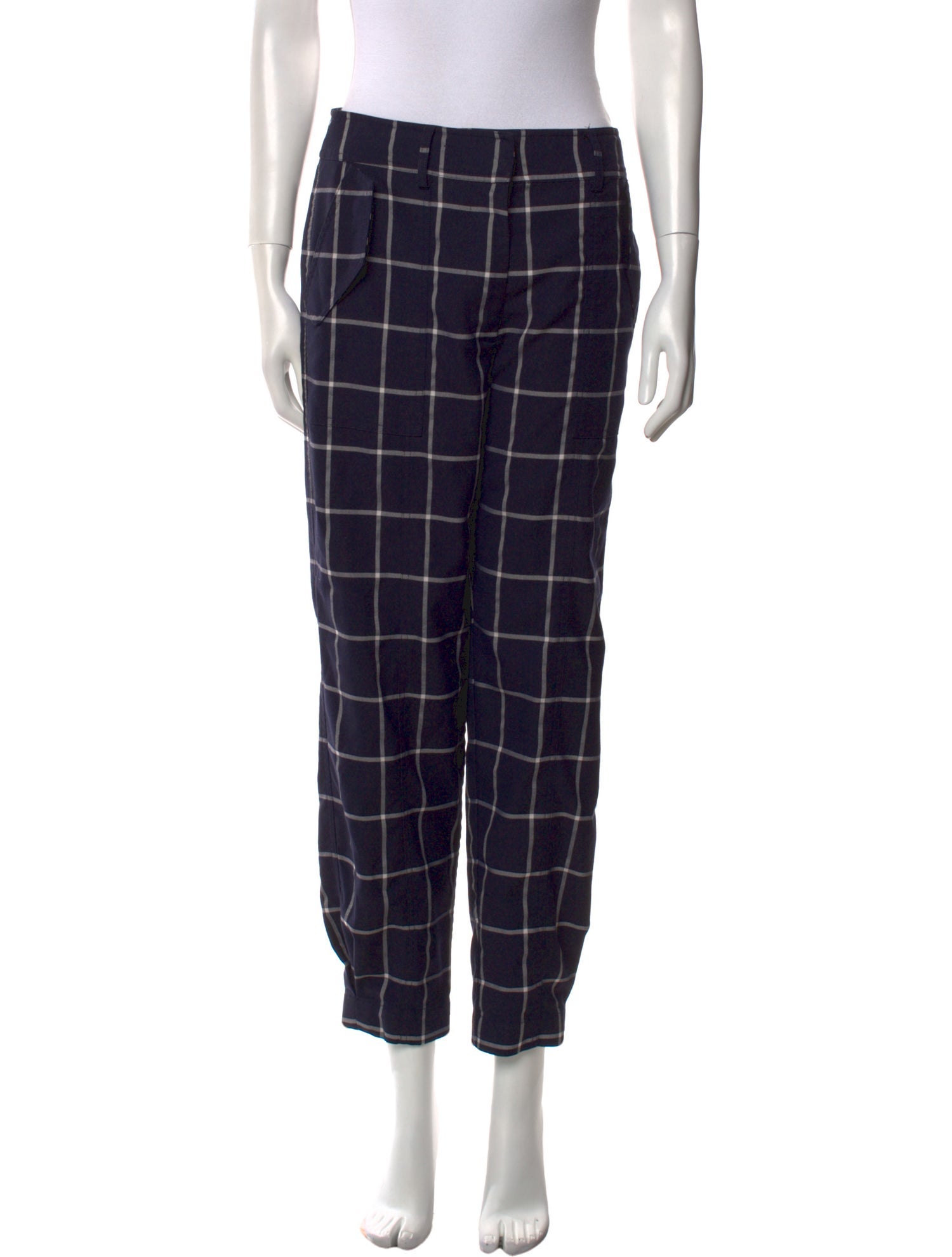 Derek Lam Plaid Print Straight Leg Pants