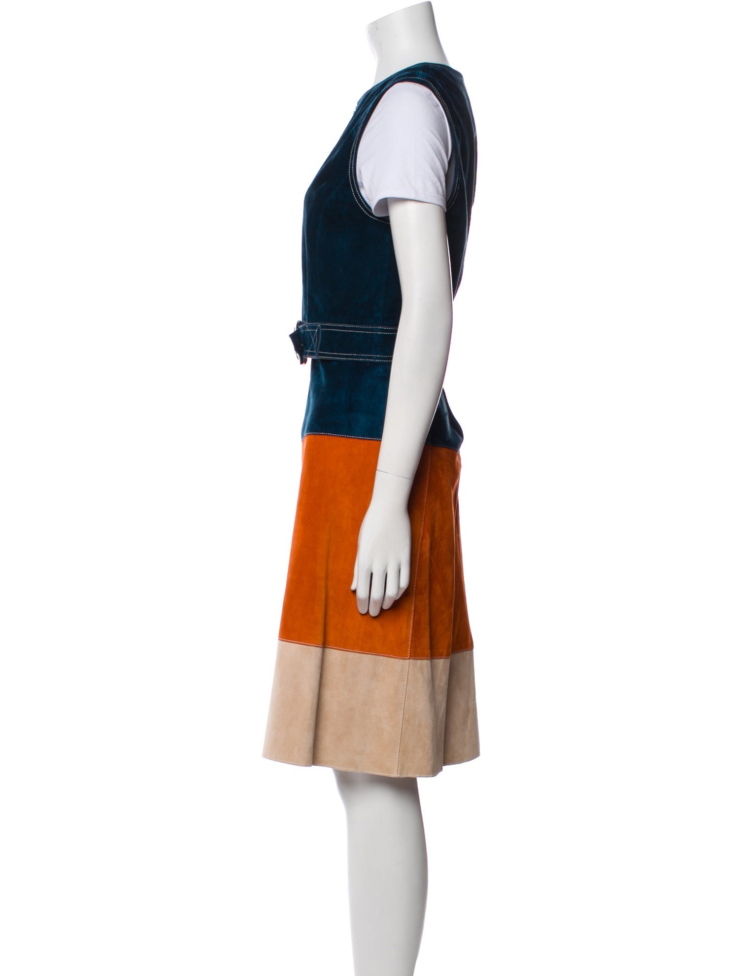 Derek Lam Suede Colorblock Pattern Skirt Set