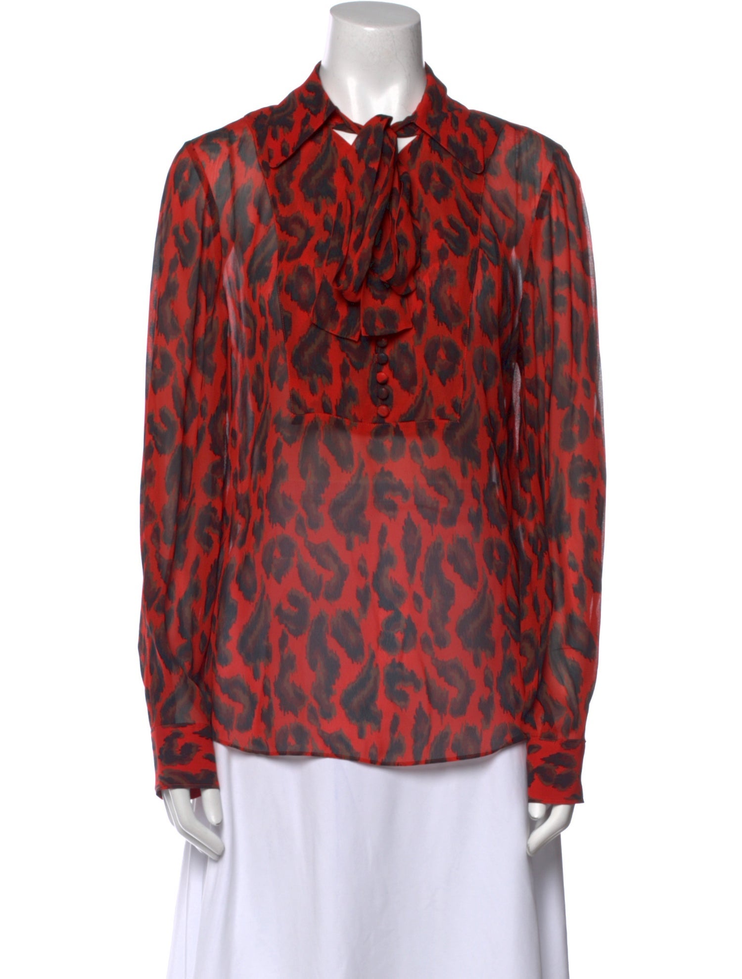 Derek Lam Animal Print Long Sleeve Button-Up Top