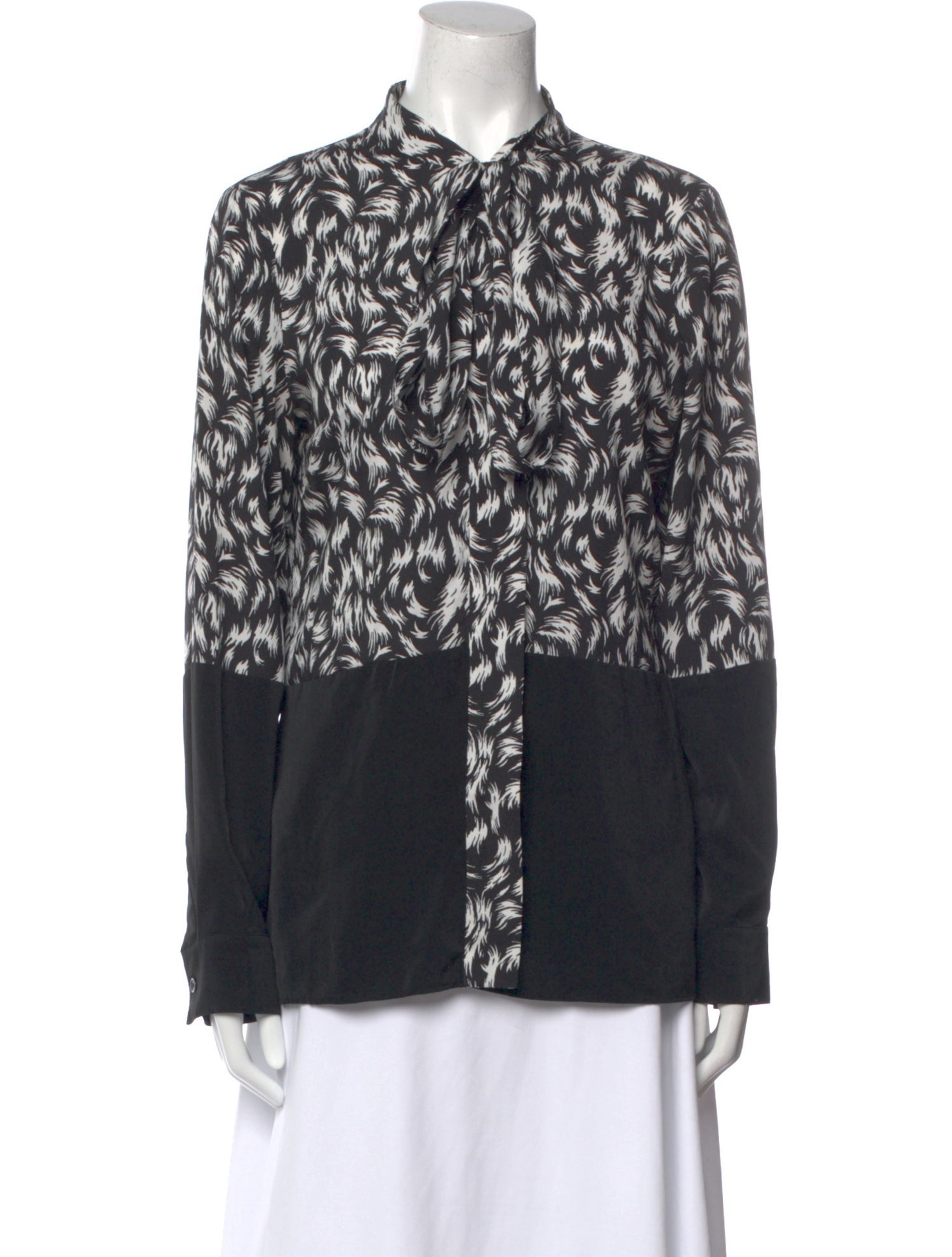 Derek Lam Printed Long Sleeve Button-Up Top
