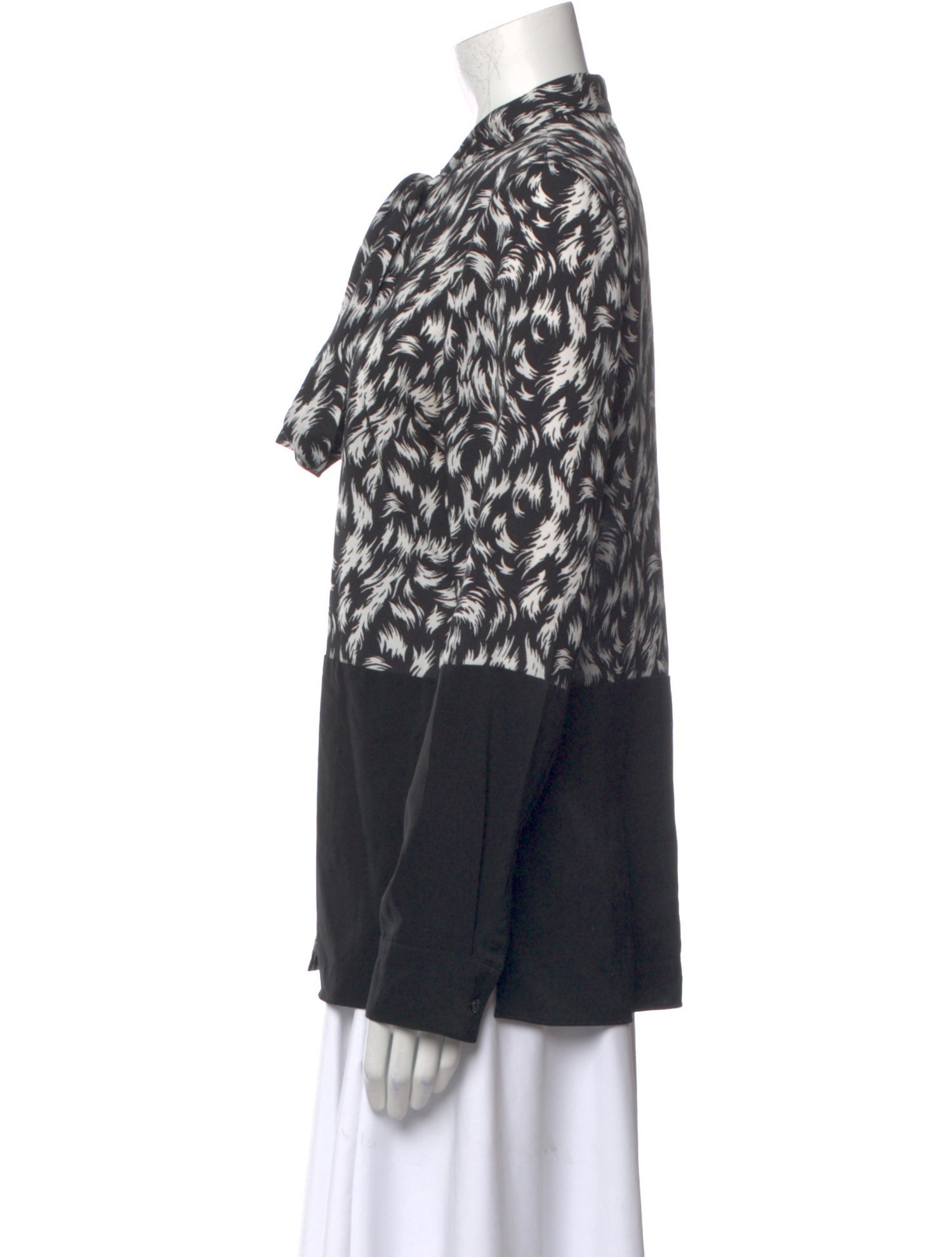 Derek Lam Printed Long Sleeve Button-Up Top