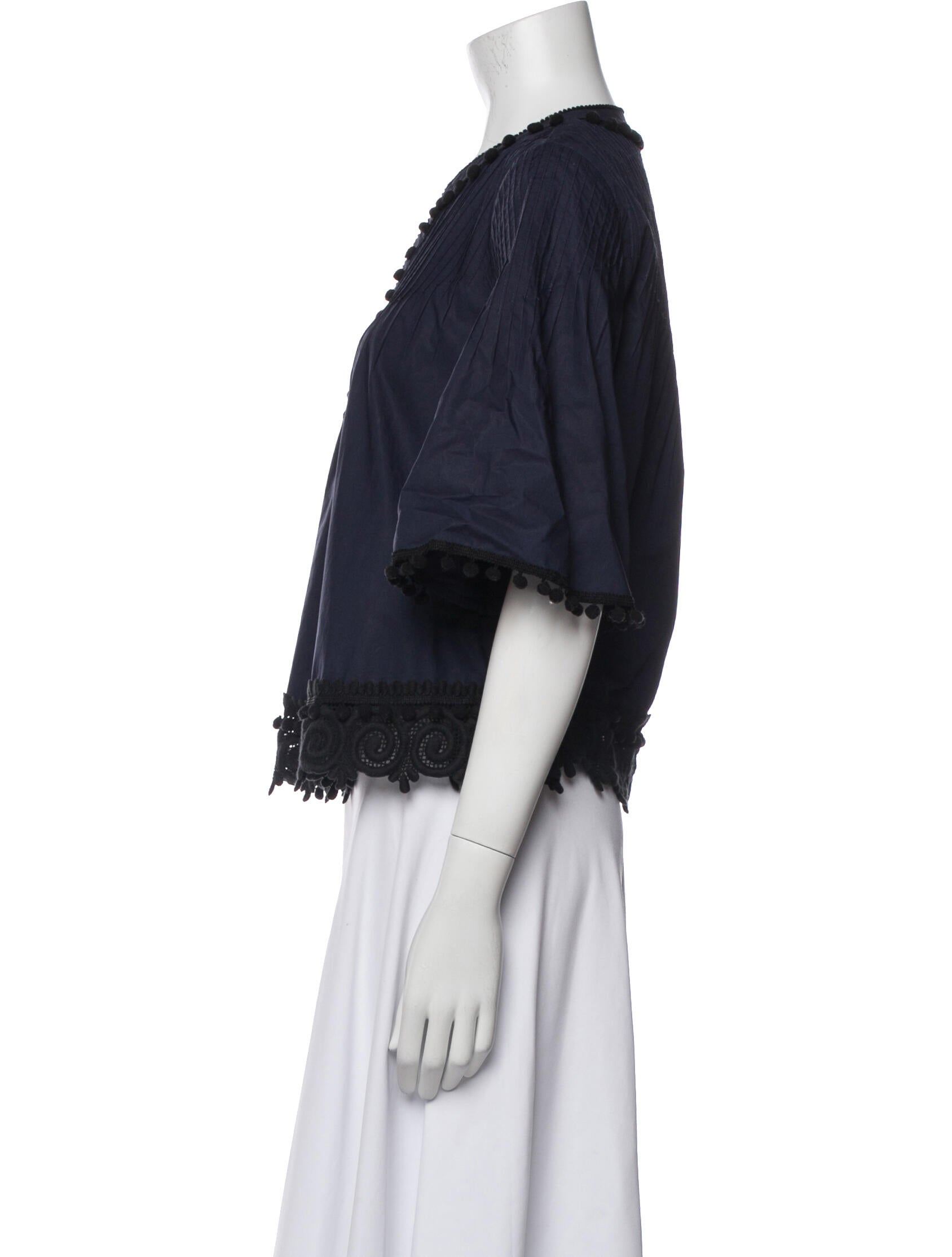 Derek Lam V-Neck Short Sleeve Blouse