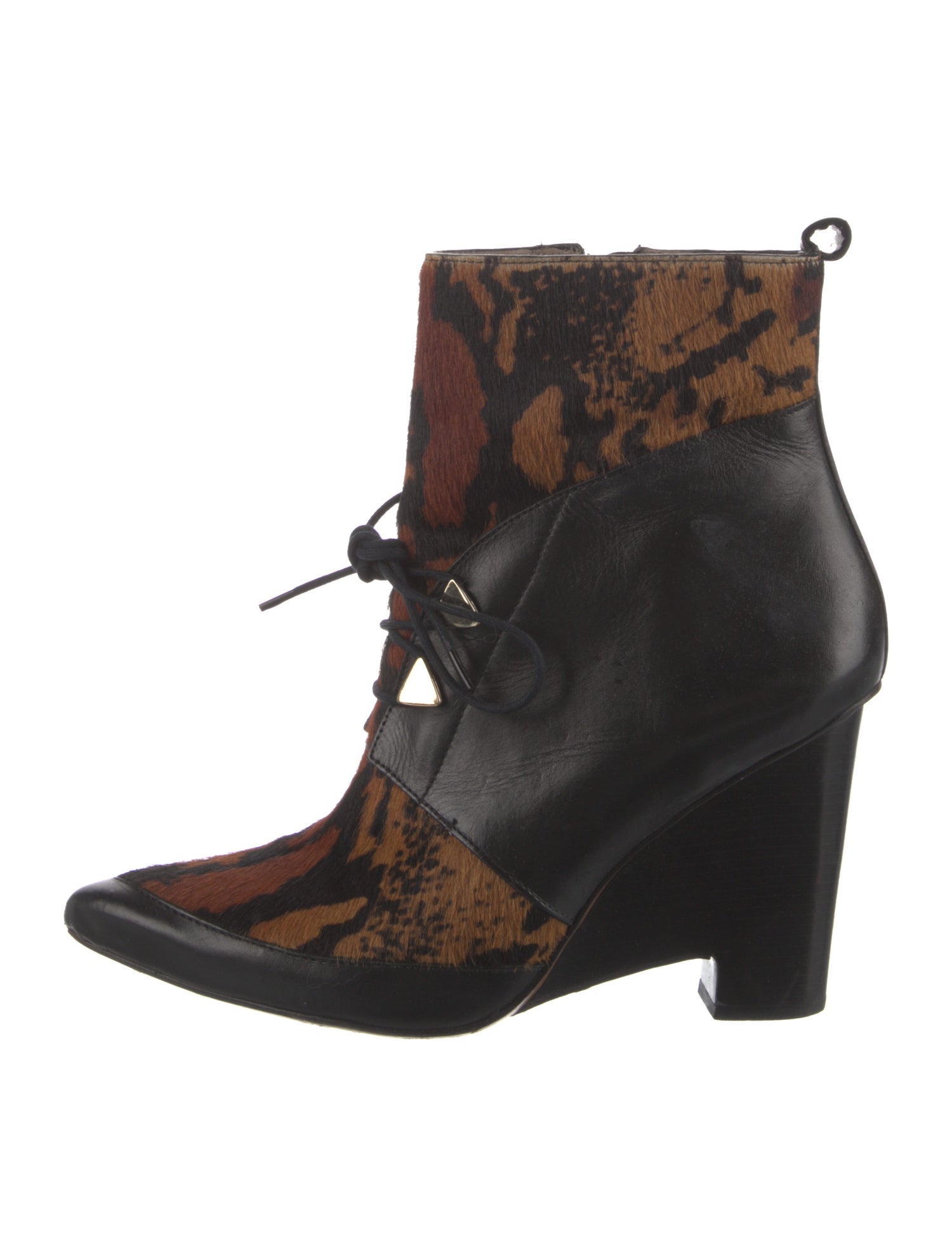 Derek Lam Ponyhair Animal Print Lace-Up Boots