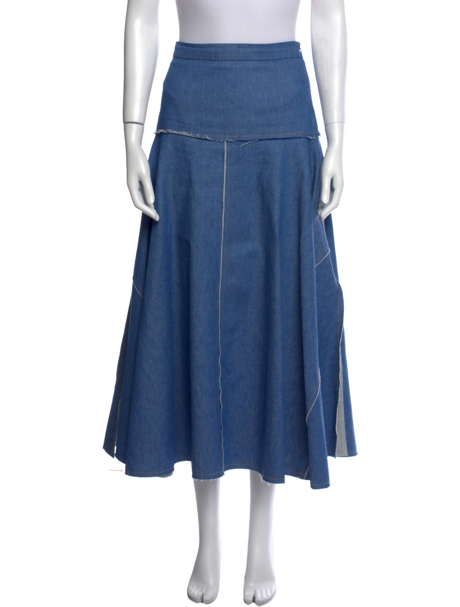 Derek Lam Raw-Edge Trim Midi Length Skirt