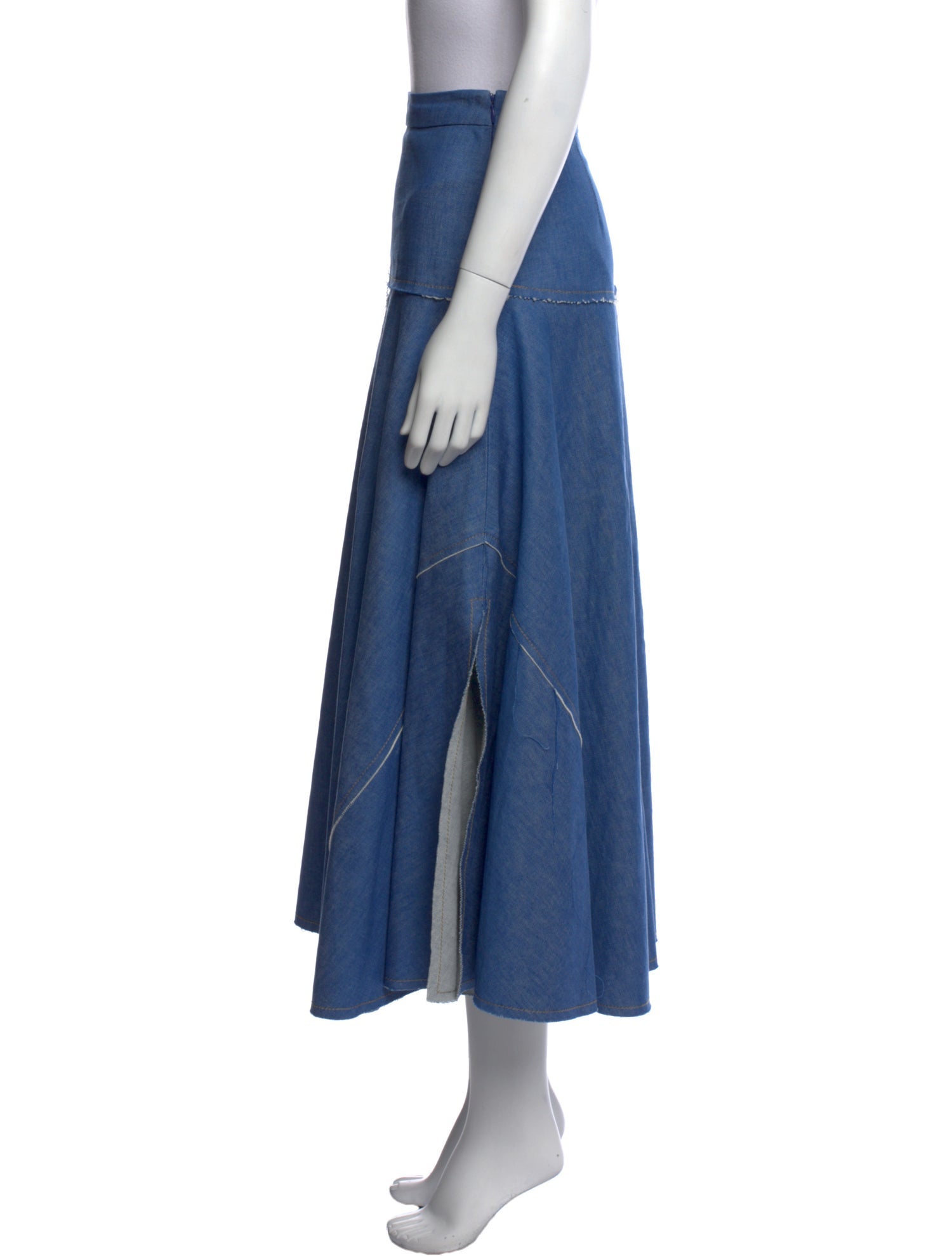 Derek Lam Raw-Edge Trim Midi Length Skirt