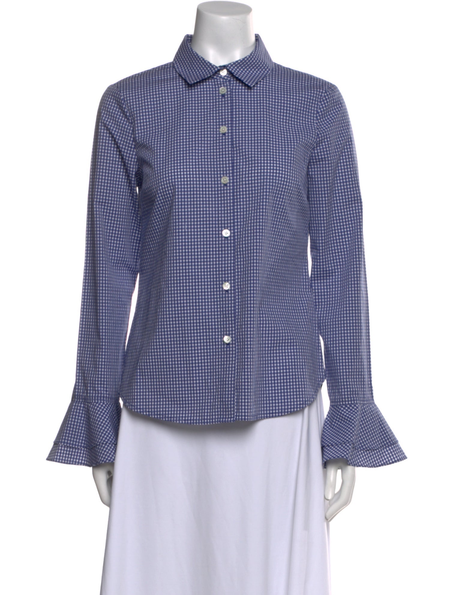 Derek Lam Plaid Print Long Sleeve Button-Up Top