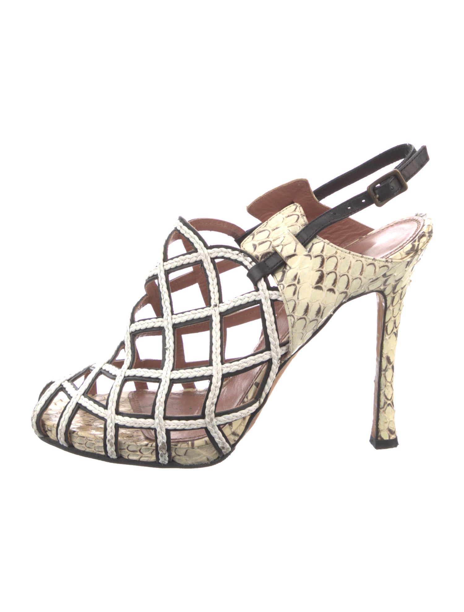 Derek Lam Snakeskin Animal Print Slingback Sandals