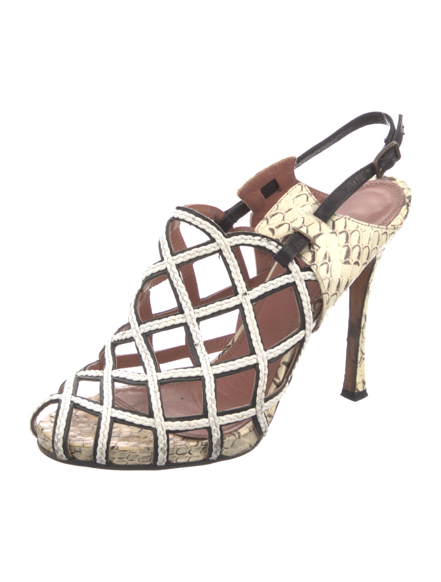 Derek Lam Snakeskin Animal Print Slingback Sandals