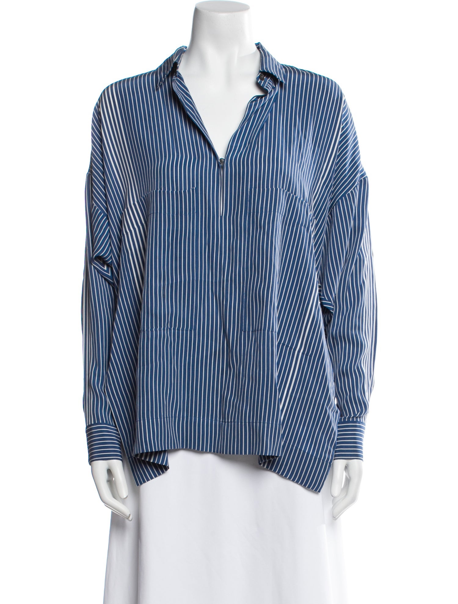 Derek Lam Silk Striped Button-Up Top