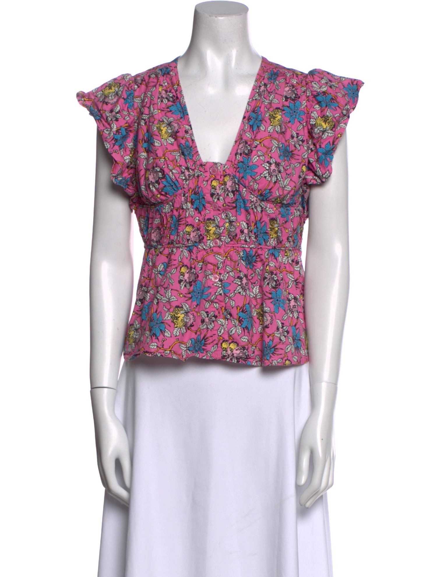 Derek Lam Floral Print V-Neck Blouse