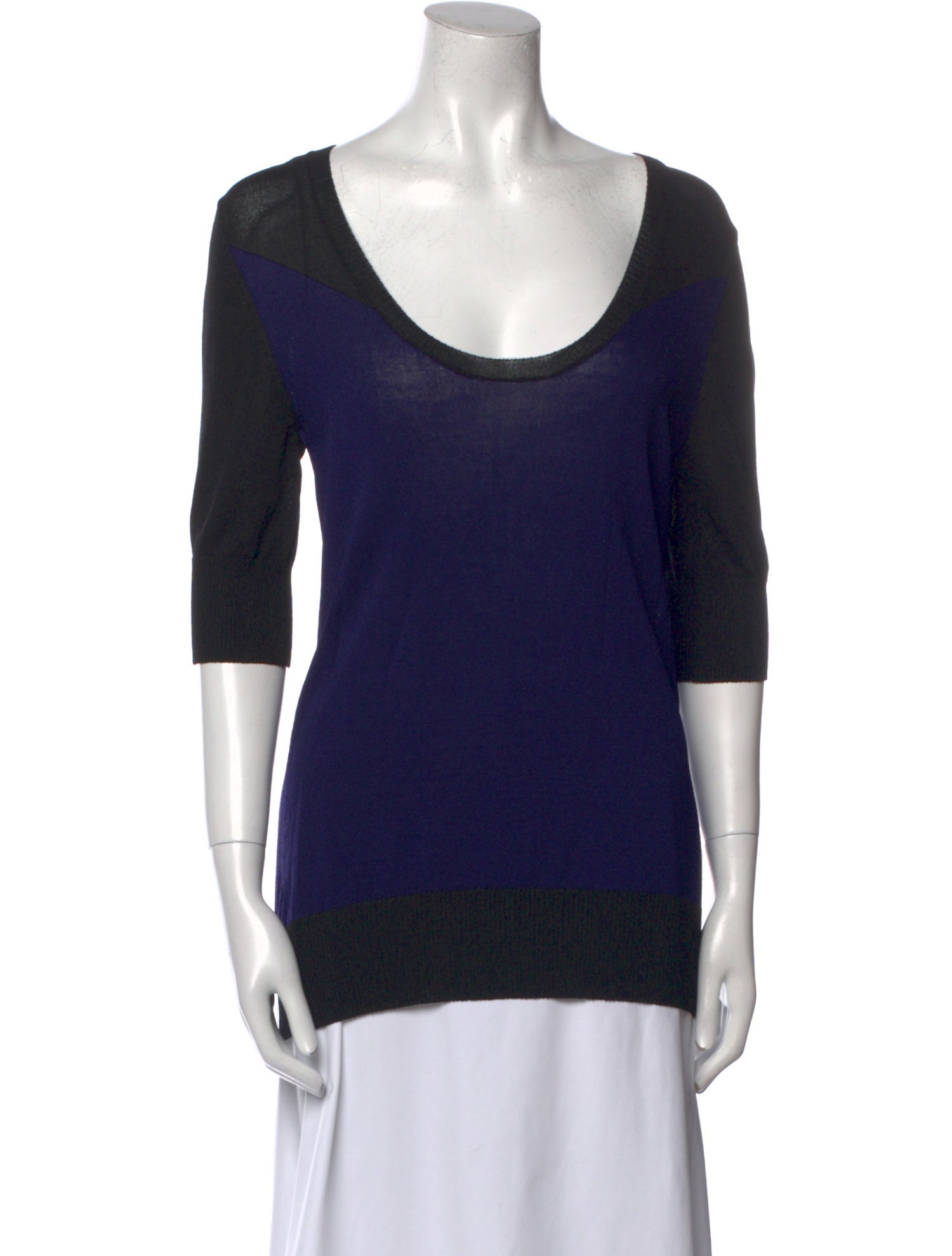 Derek Lam Scoop Neck Three-Quarter Sleeve Top