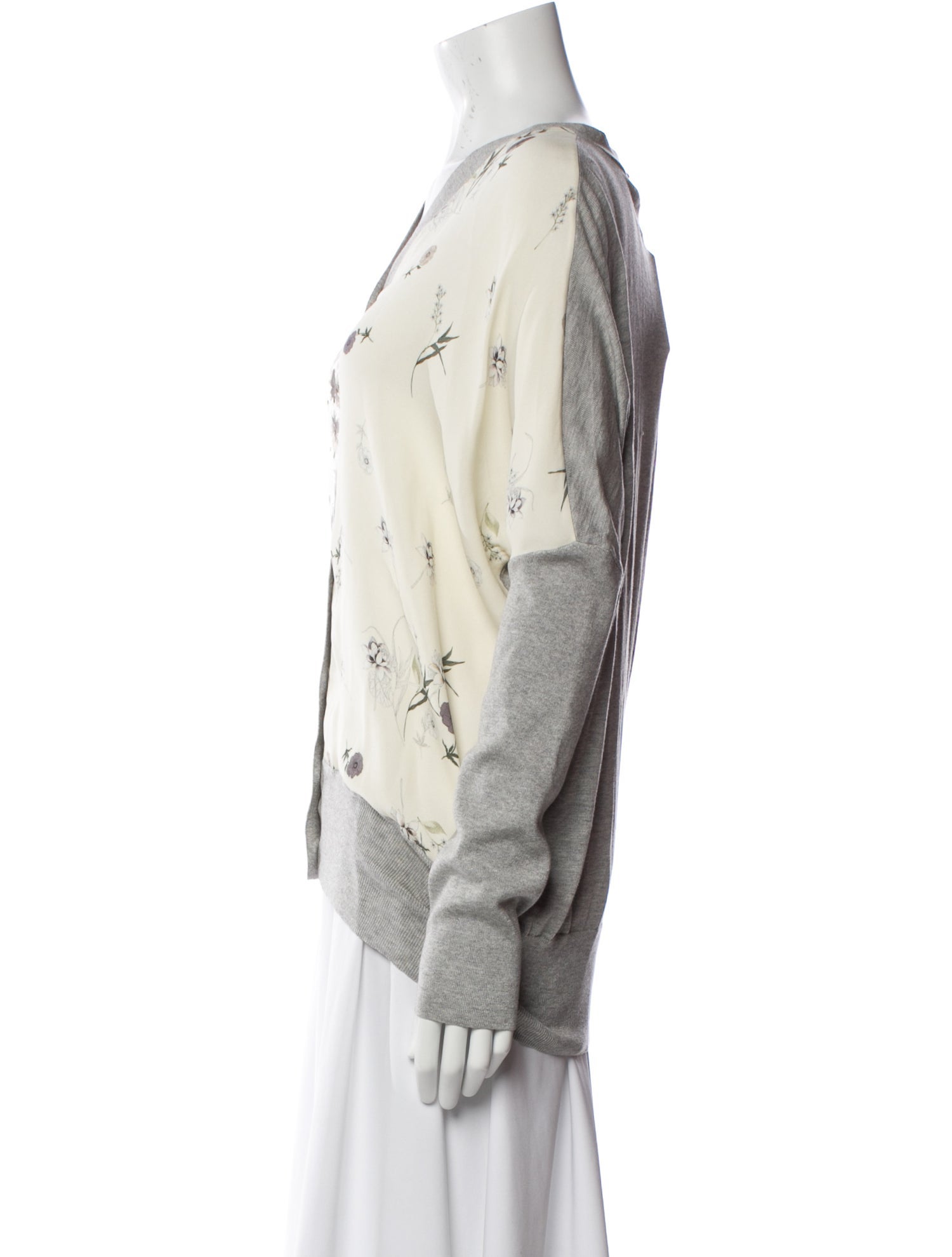 Derek Lam Floral Print V-Neck Sweater