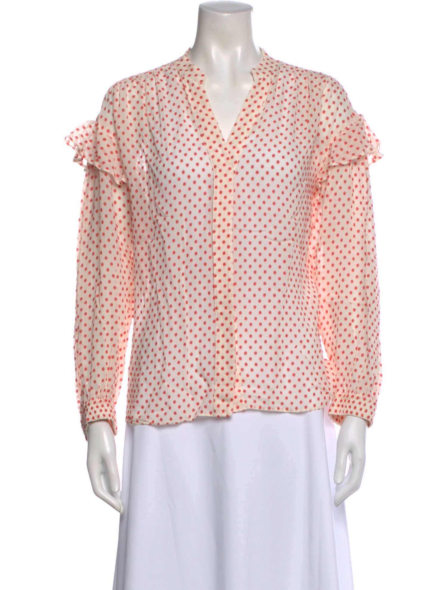 Derek Lam 10 Crosby Polka Dot Print V-Neck Blouse