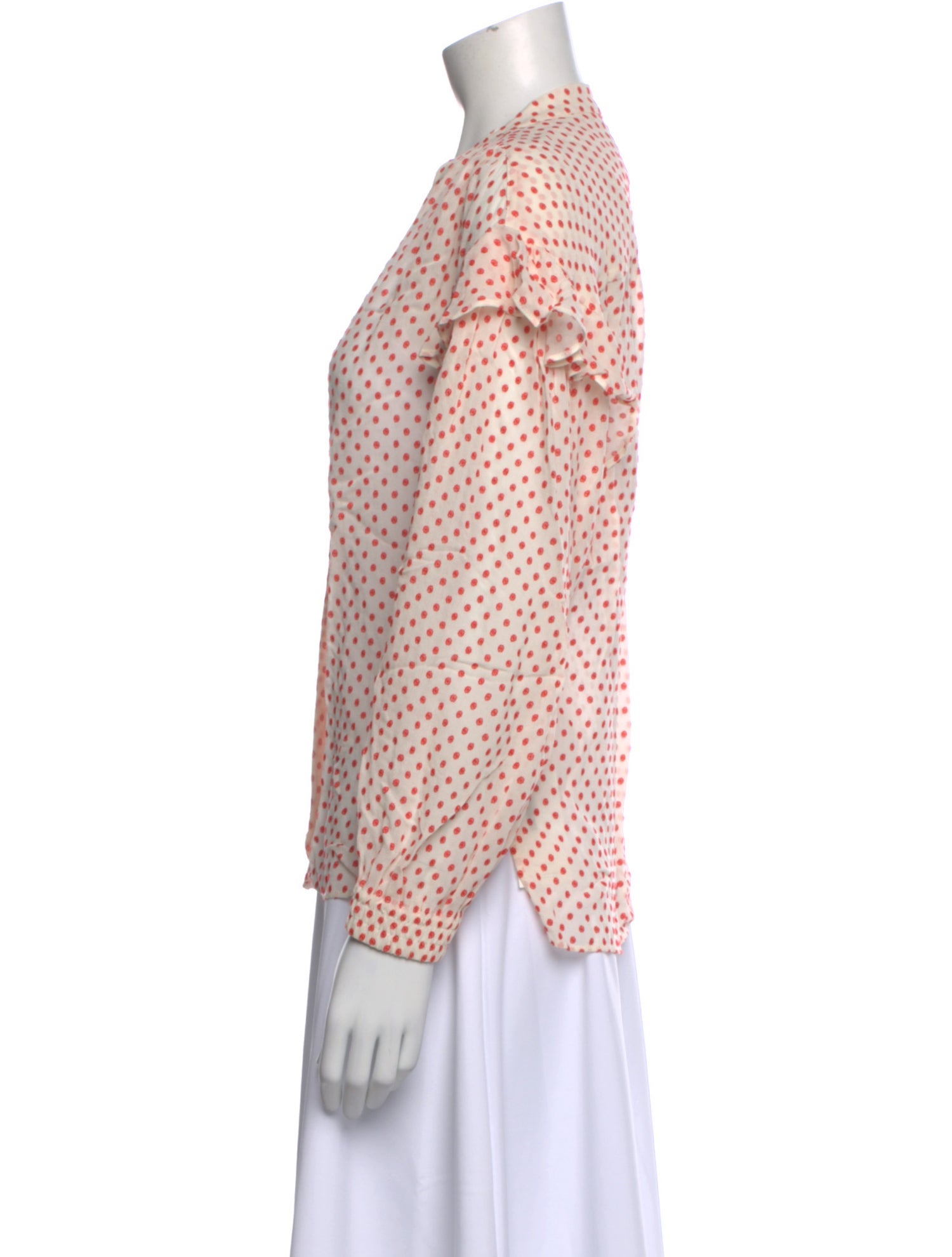 Derek Lam 10 Crosby Polka Dot Print V-Neck Blouse