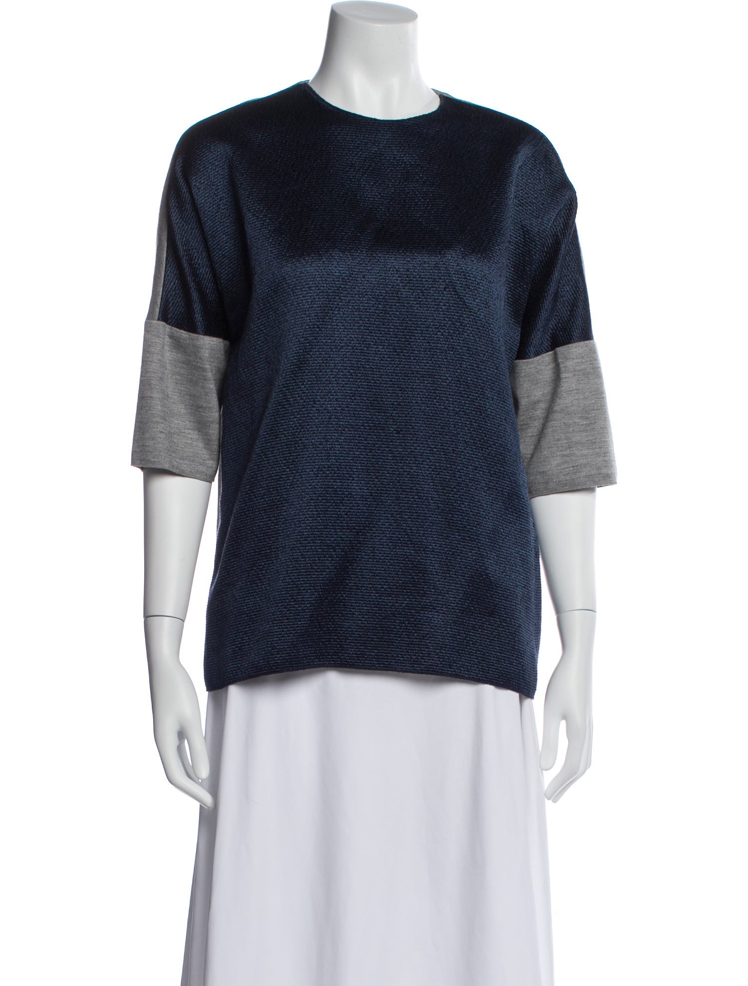 Derek Lam Crew Neck Three-Quarter Sleeve Top