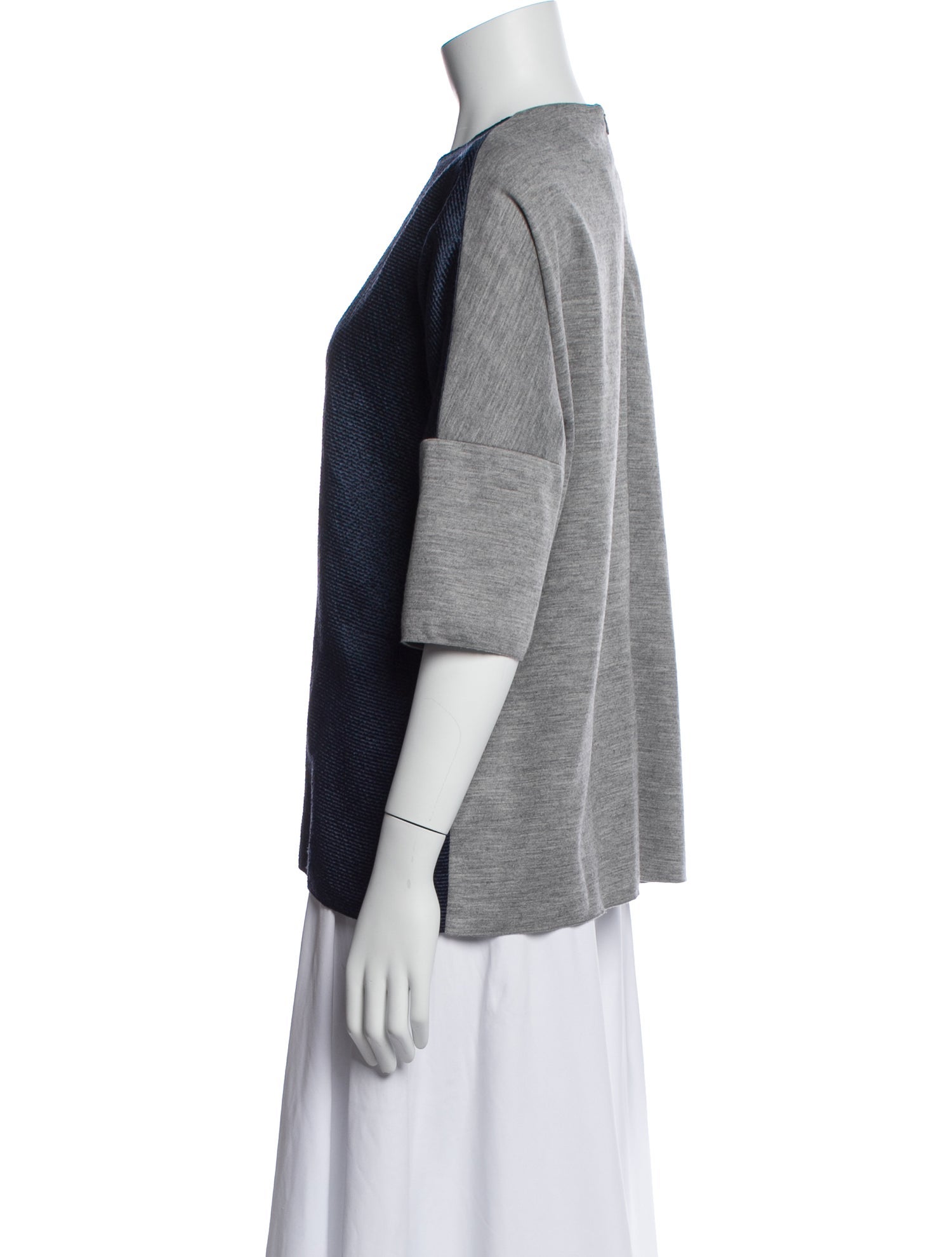 Derek Lam Crew Neck Three-Quarter Sleeve Top