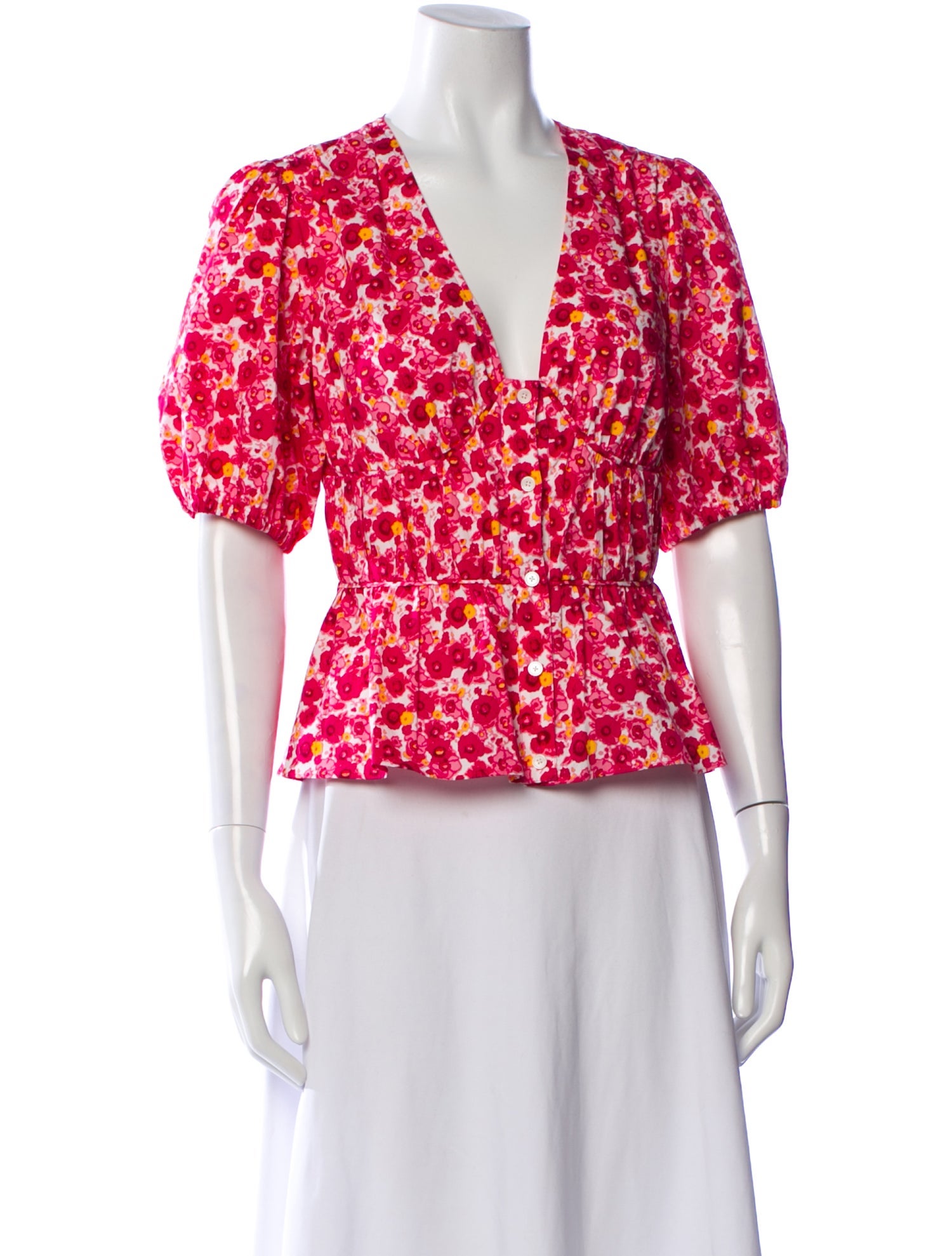 Derek Lam Floral Print V-Neck Top
