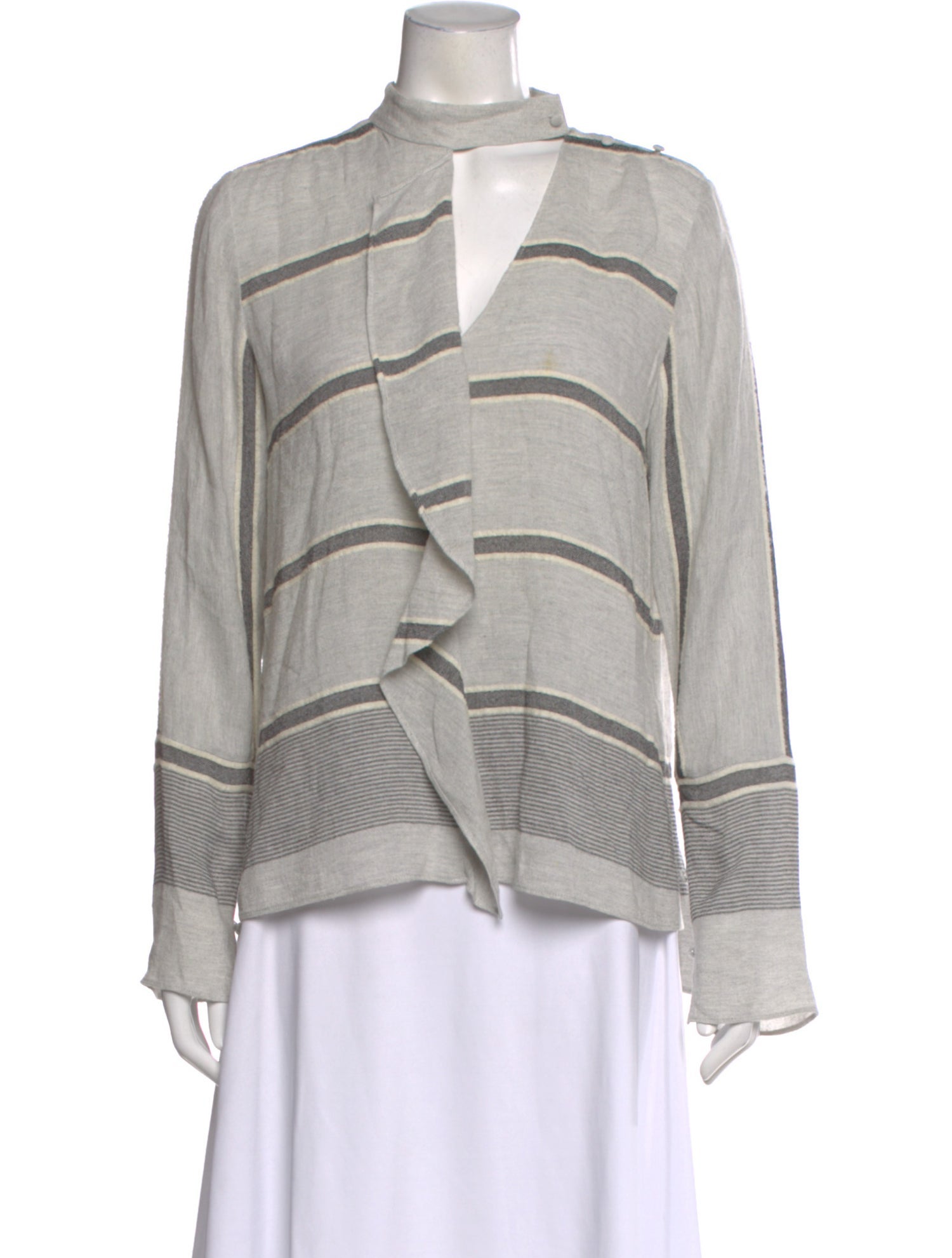 Derek Lam Striped Tie Neck Blouse