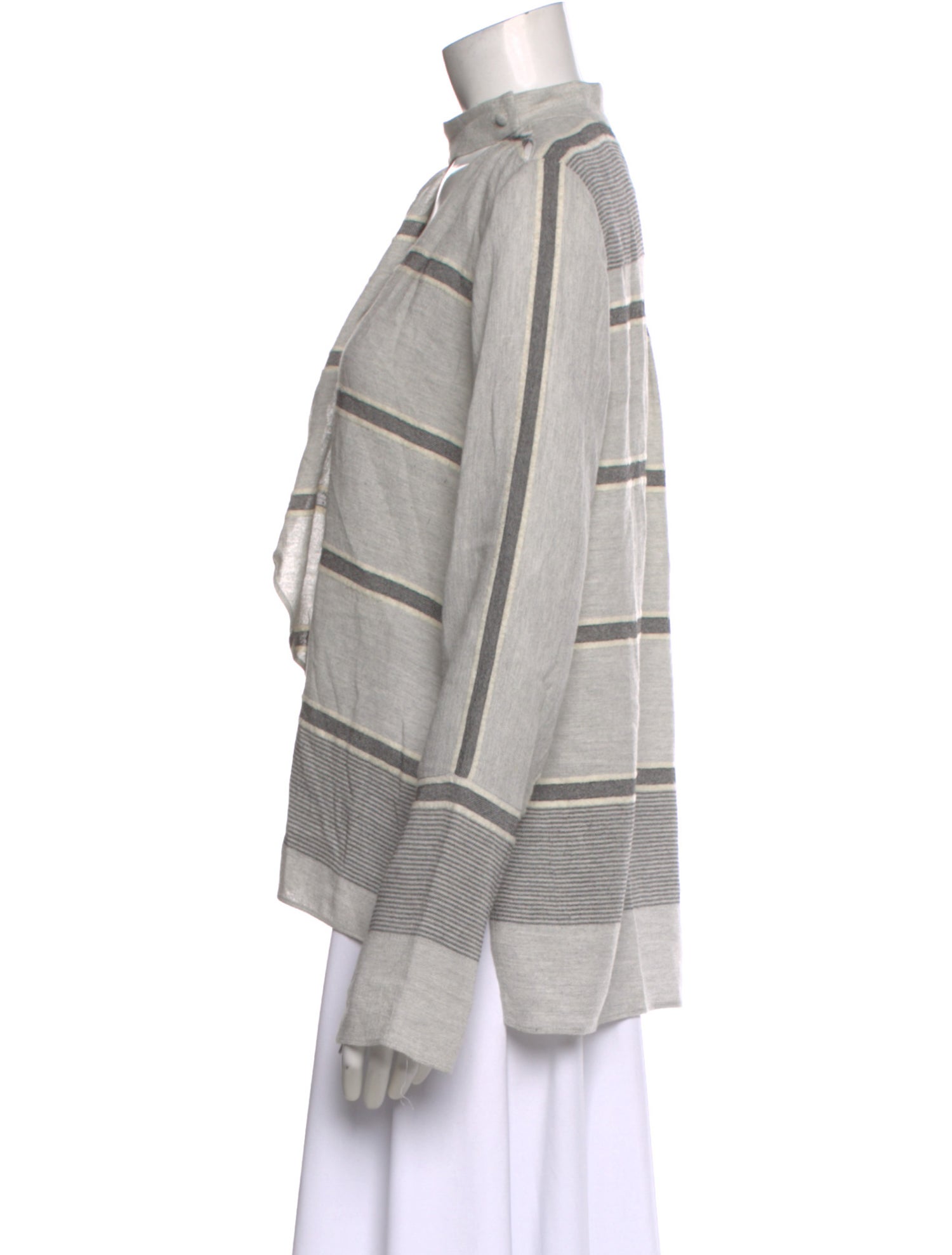 Derek Lam Striped Tie Neck Blouse
