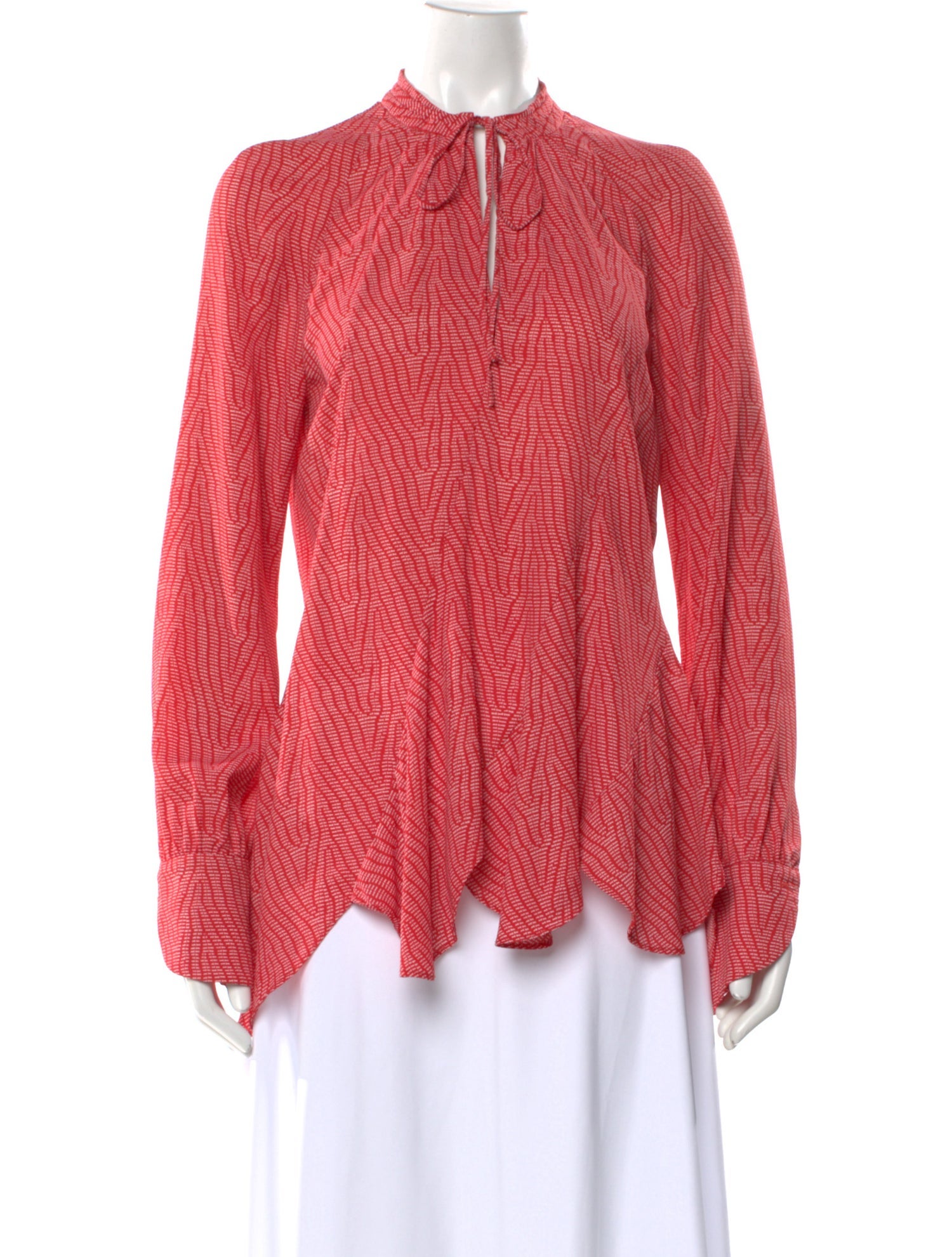 Derek Lam Printed Tie Neck Blouse