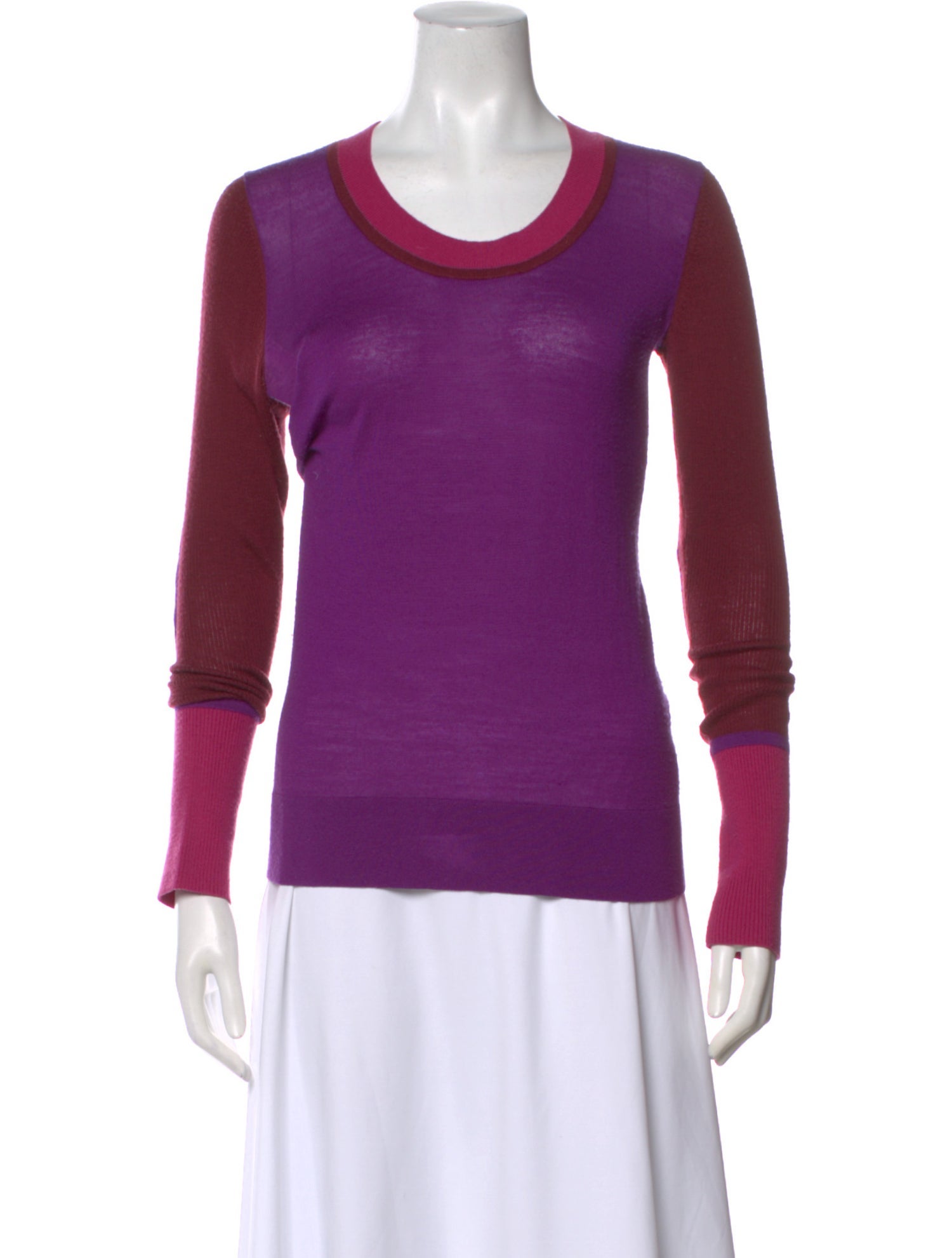 Derek Lam Merino Wool Colorblock Pattern Sweater