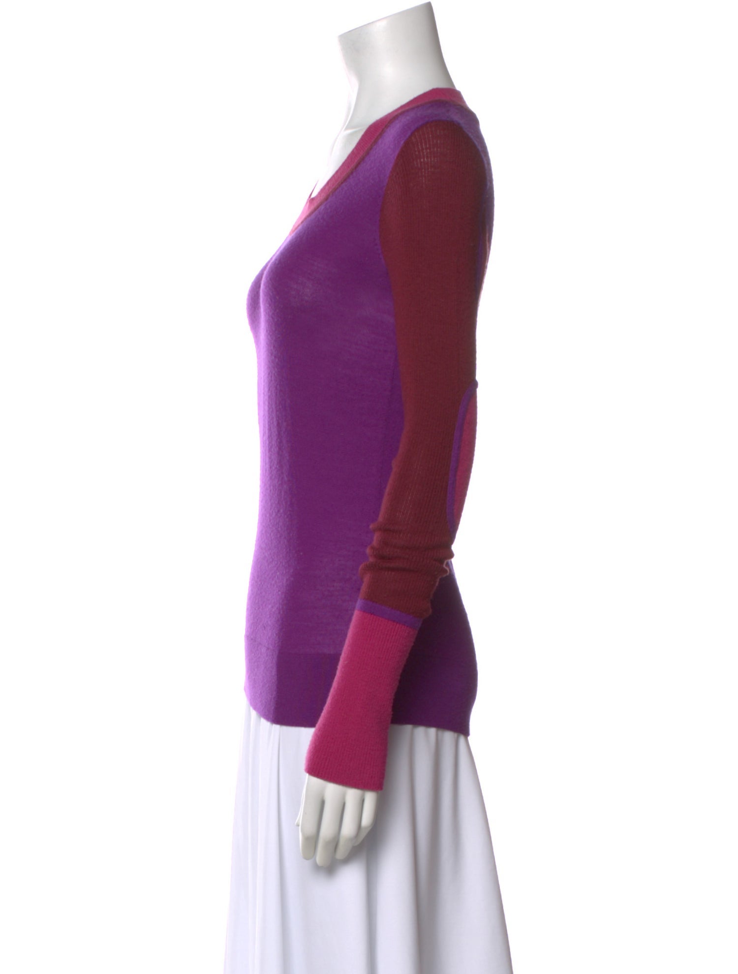 Derek Lam Merino Wool Colorblock Pattern Sweater