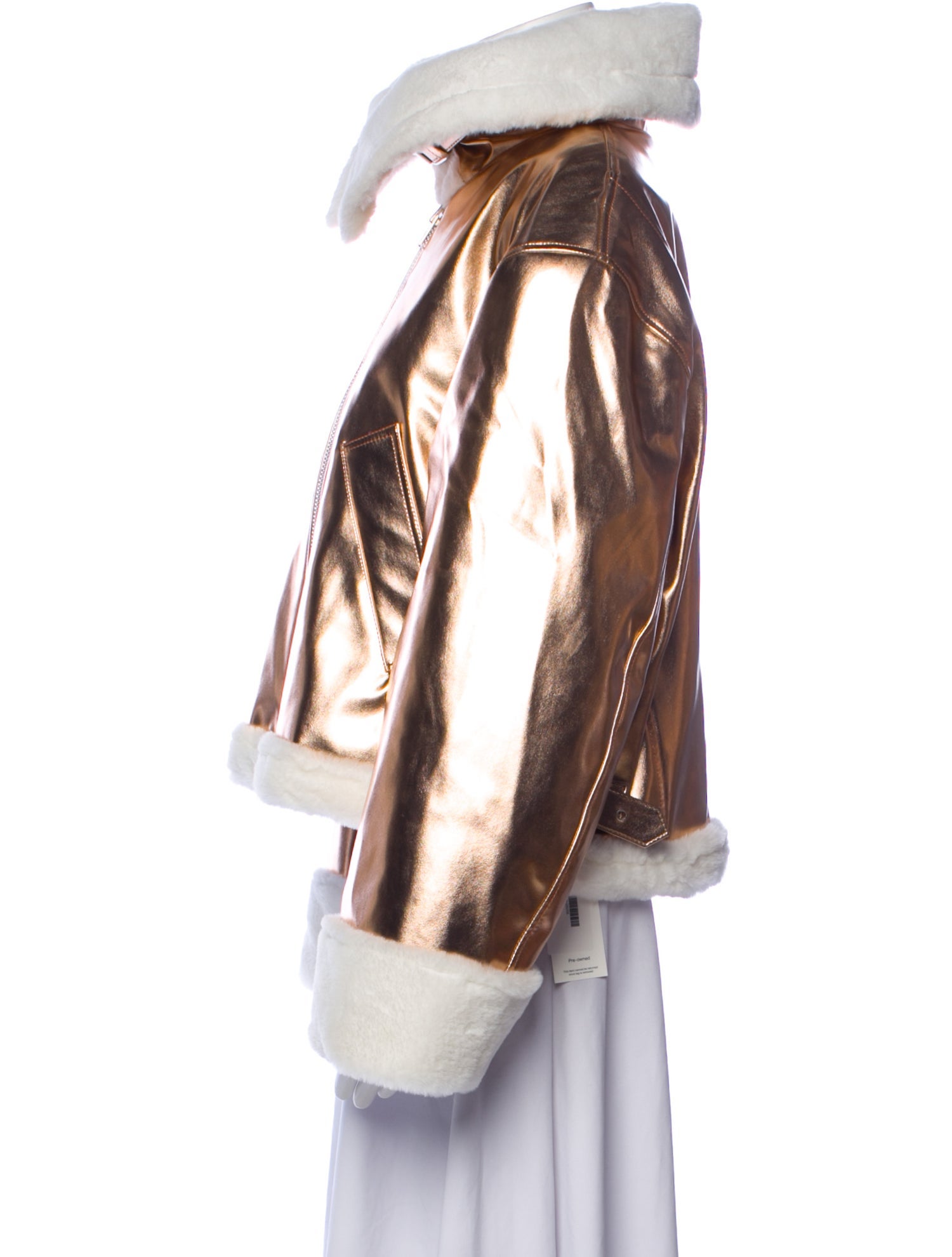 Des Phemmes Colorblock Pattern Faux Fur Jacket