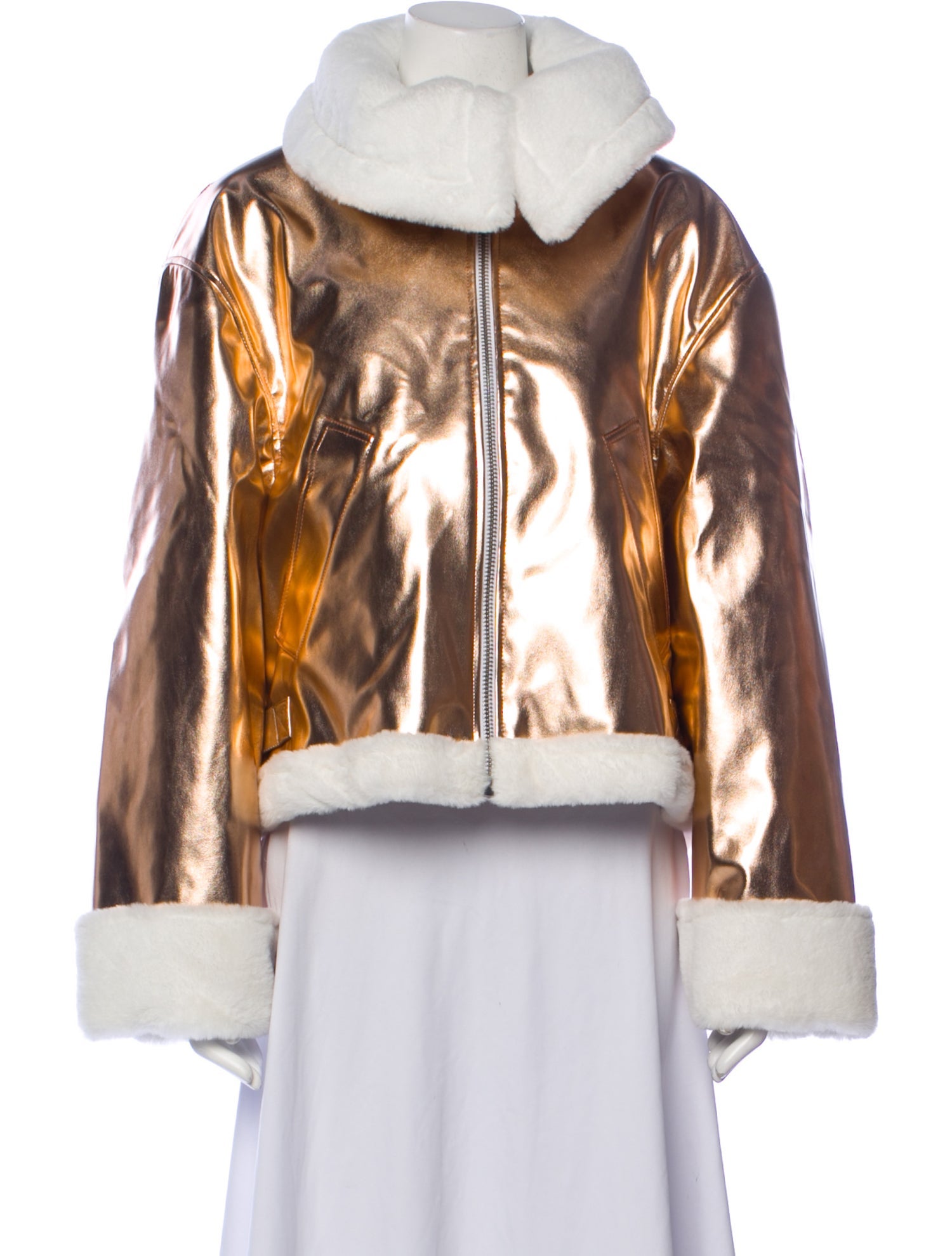Des Phemmes Colorblock Pattern Faux Fur Jacket w/ Tags