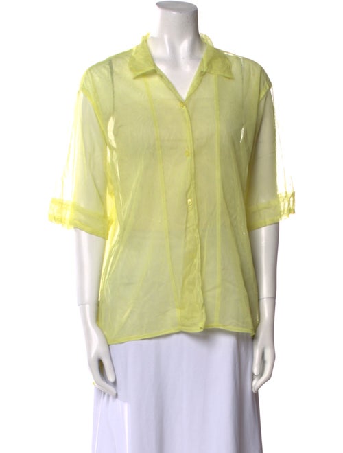 Des Phemmes V-Neck Three-Quarter Sleeve Button-Up Top