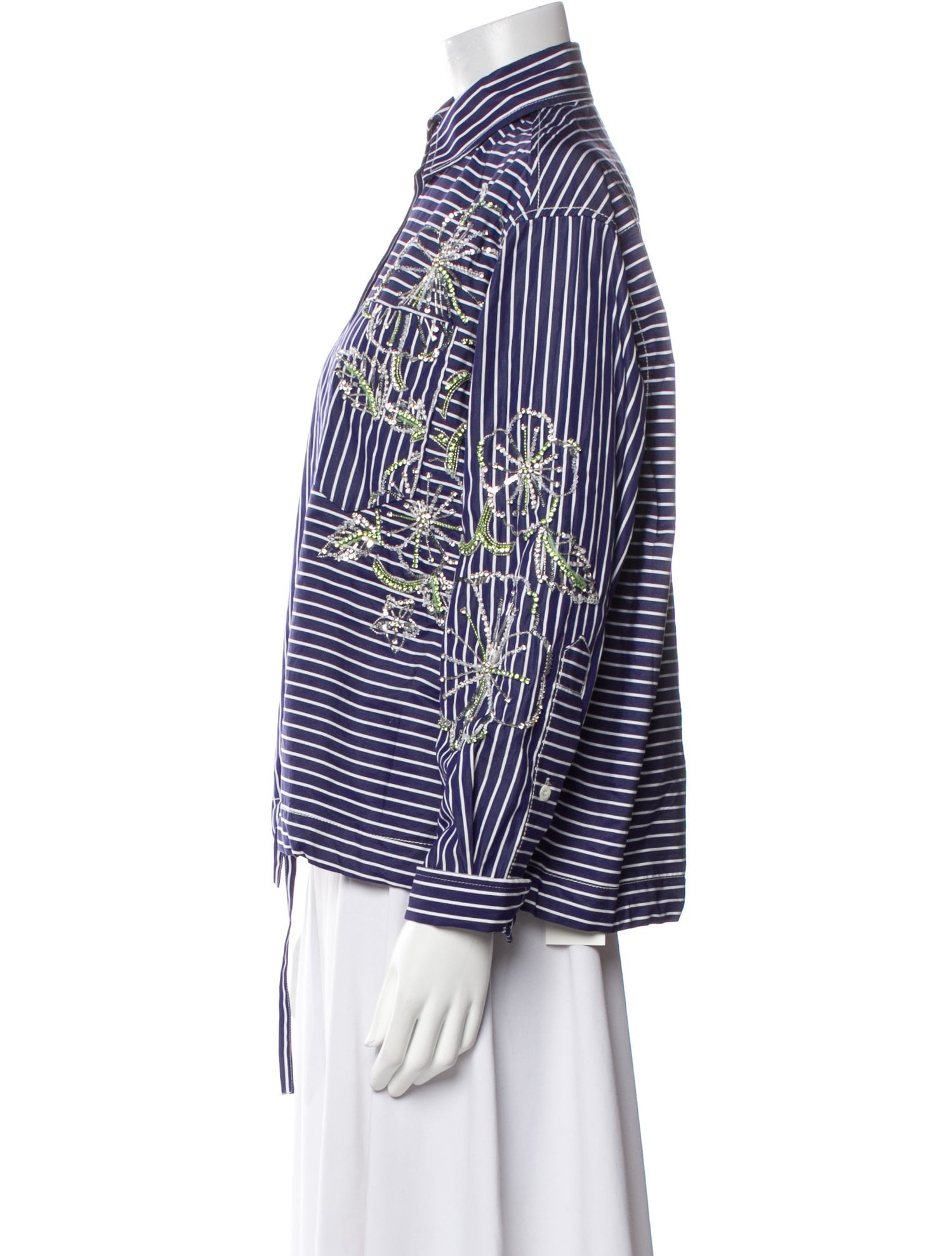 Des Phemmes Striped Long Sleeve Button-Up Top